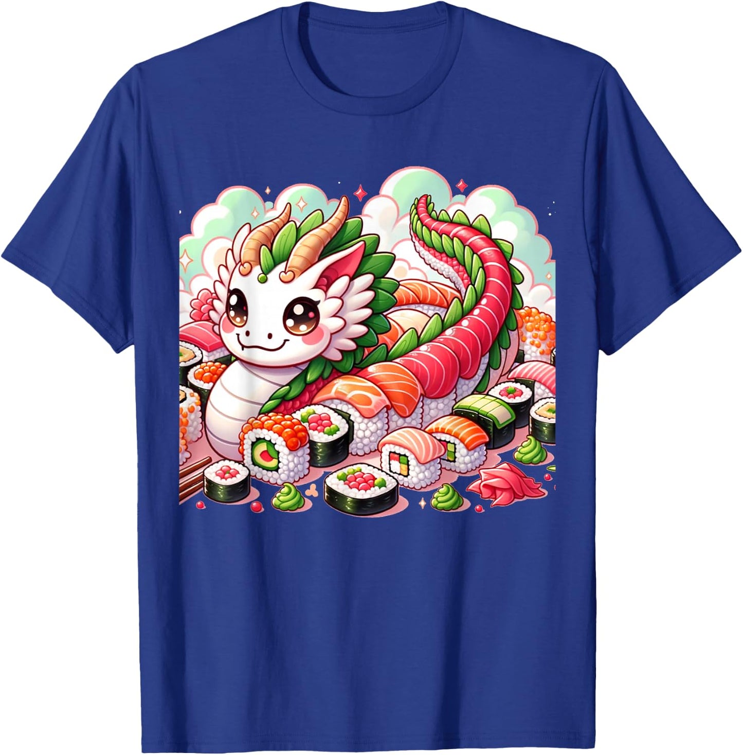 Pink Kawaii Sushi Dragon: Japanese Food & Anime Delights T-Shirt - T-Shirt | Royal