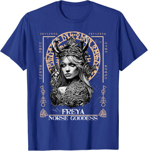 Norse Goddess Warrior Freya Viking Gods Designs - Erwachsene Schwarz Klein Kurzarm Keltische Wikinger-Mythologie T-Shirt - T-Shirt | Royal