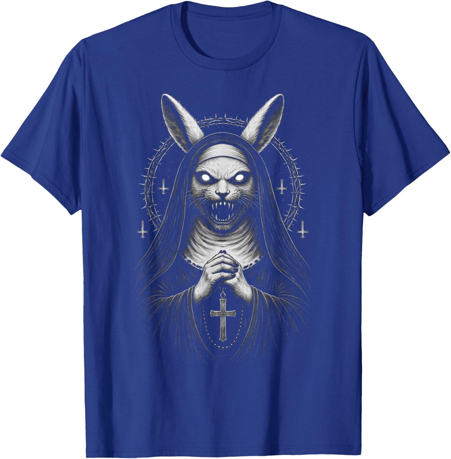 Creepy Dark Bunny Nun Horror Gothic Unholy Aesthetic Demon T-Shirt - T-Shirt | Royal