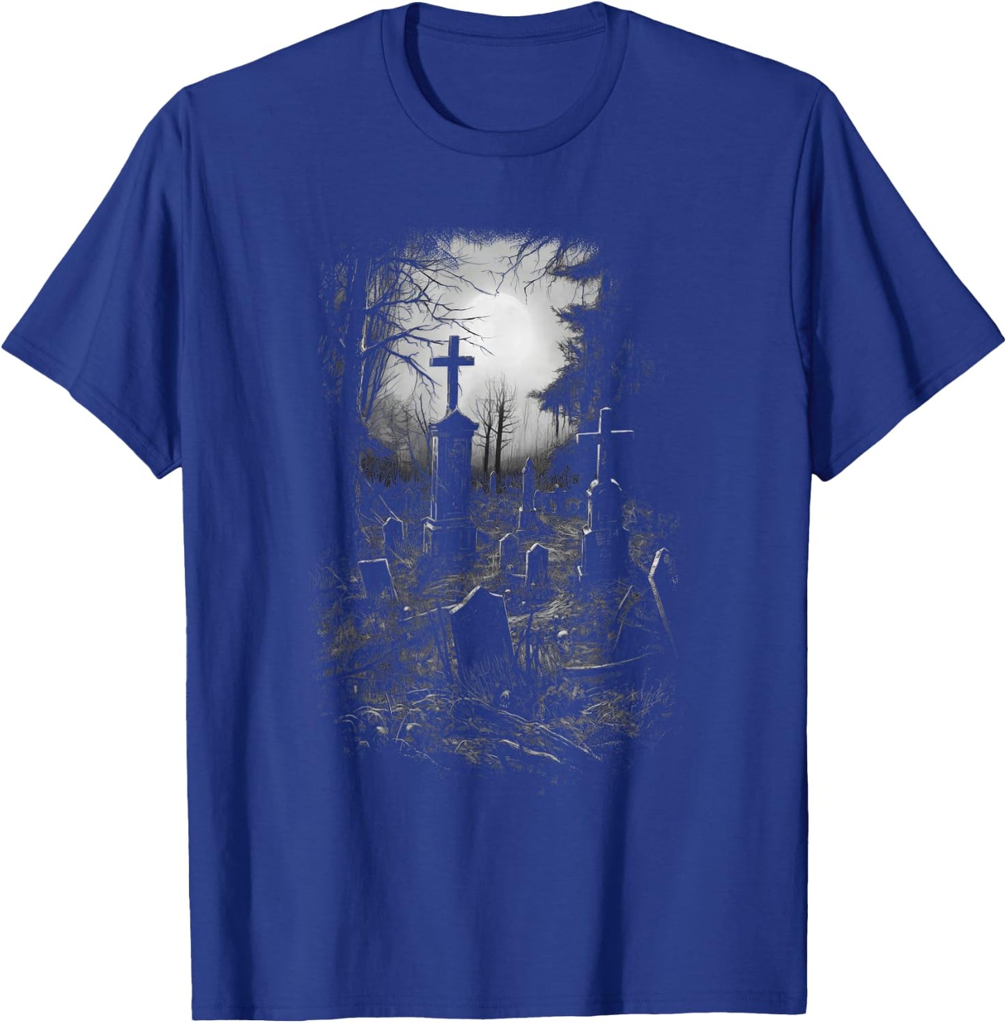 Cemetery Gothic Gravestone Halloween Ghost Dark T-Shirt - T-Shirt | Royal