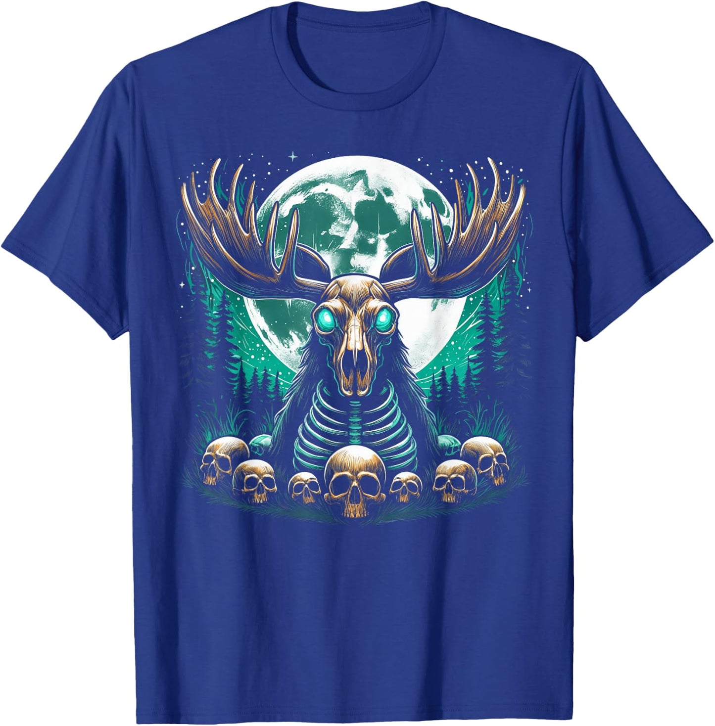 Cool Moose Skeleton Halloween Christmas Birthday T-Shirt - T-Shirt | Royal