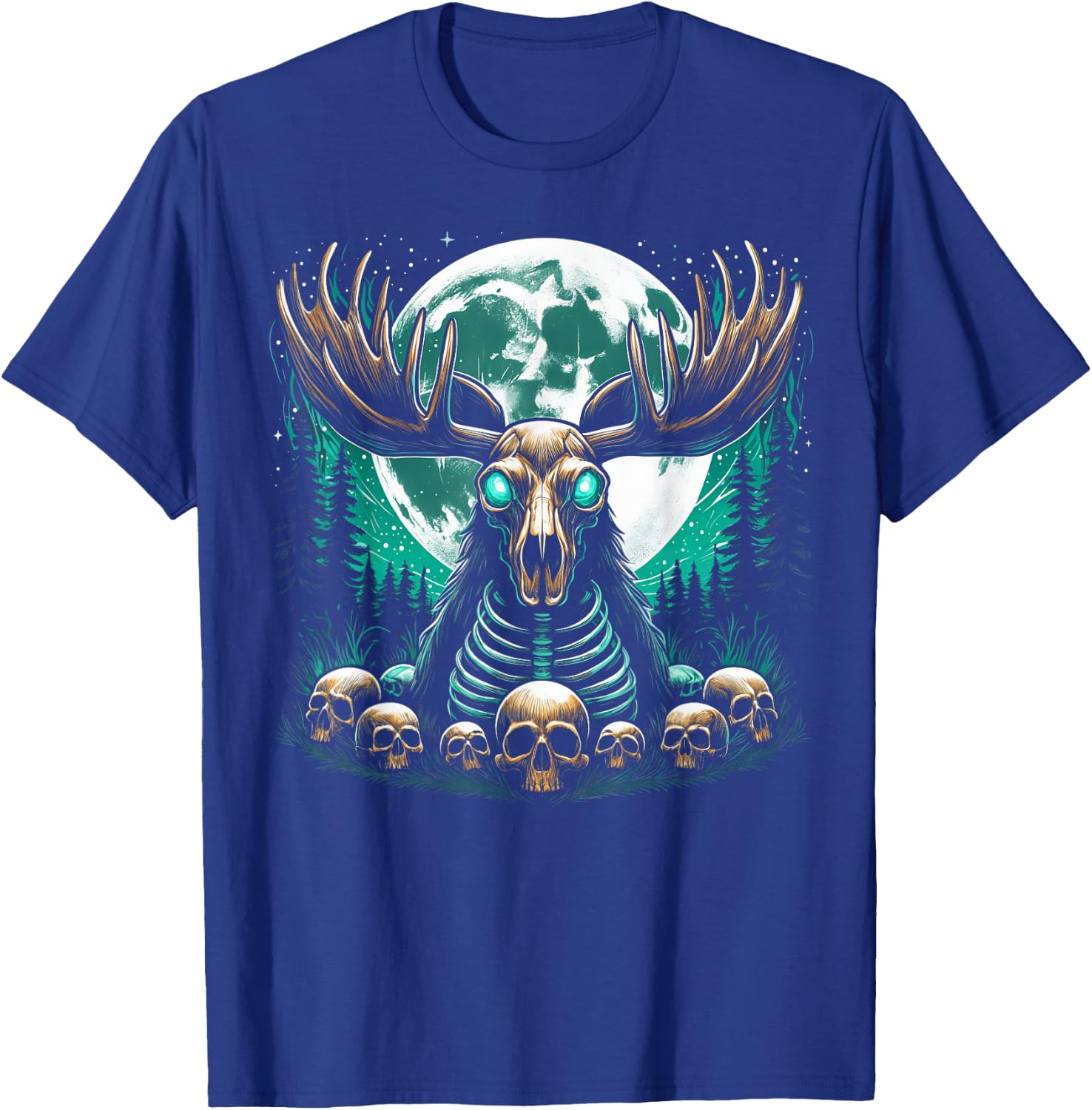 Cool Moose Skeleton Halloween Christmas Birthday T-Shirt - T-Shirt | Royal
