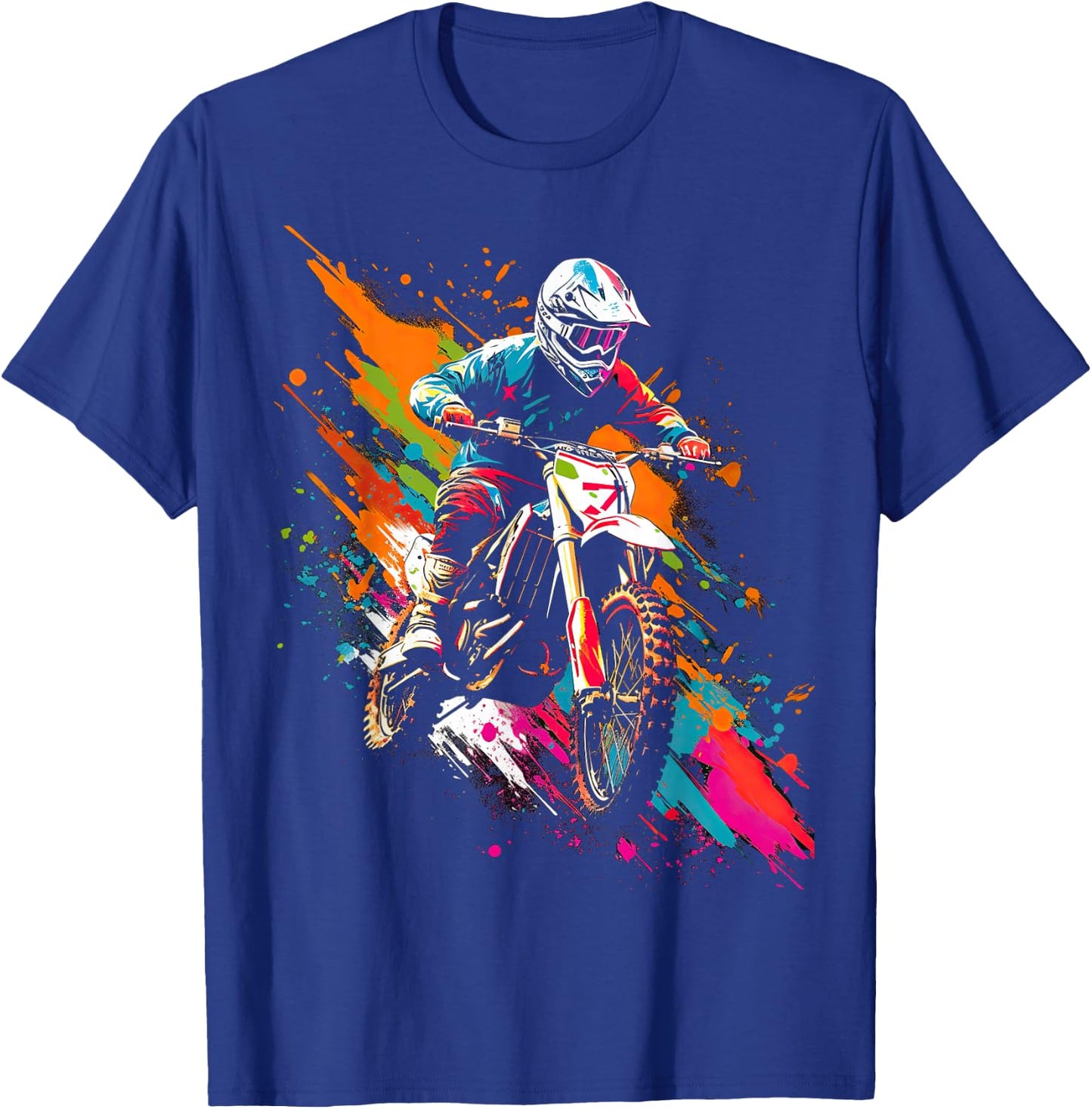 Dirt Bike Coloured Motocross Motorcycle Design for Boys , black T-Shirt - T-Shirt | Royal