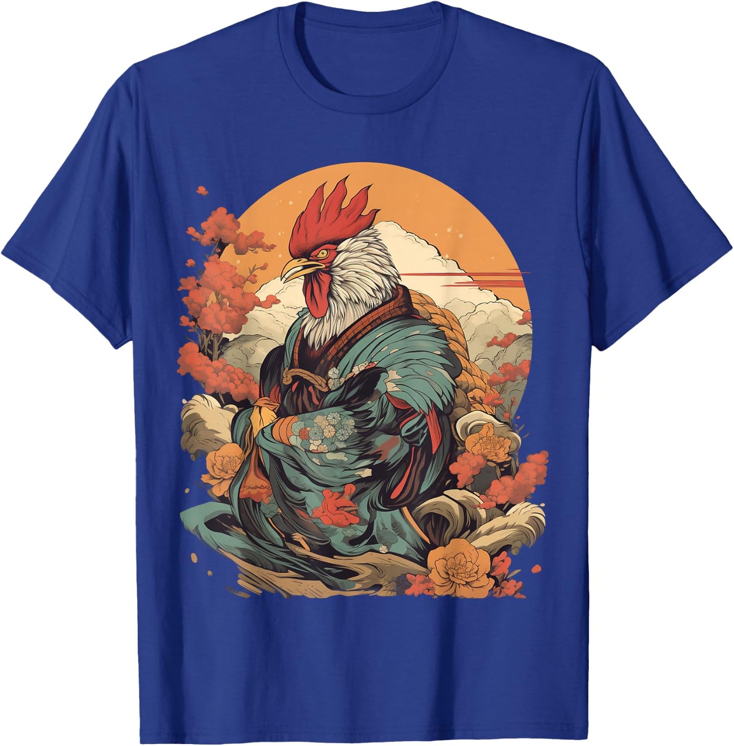 Vintage Japanese Art Samurai Rooster T-Shirt - T-Shirt | Royal