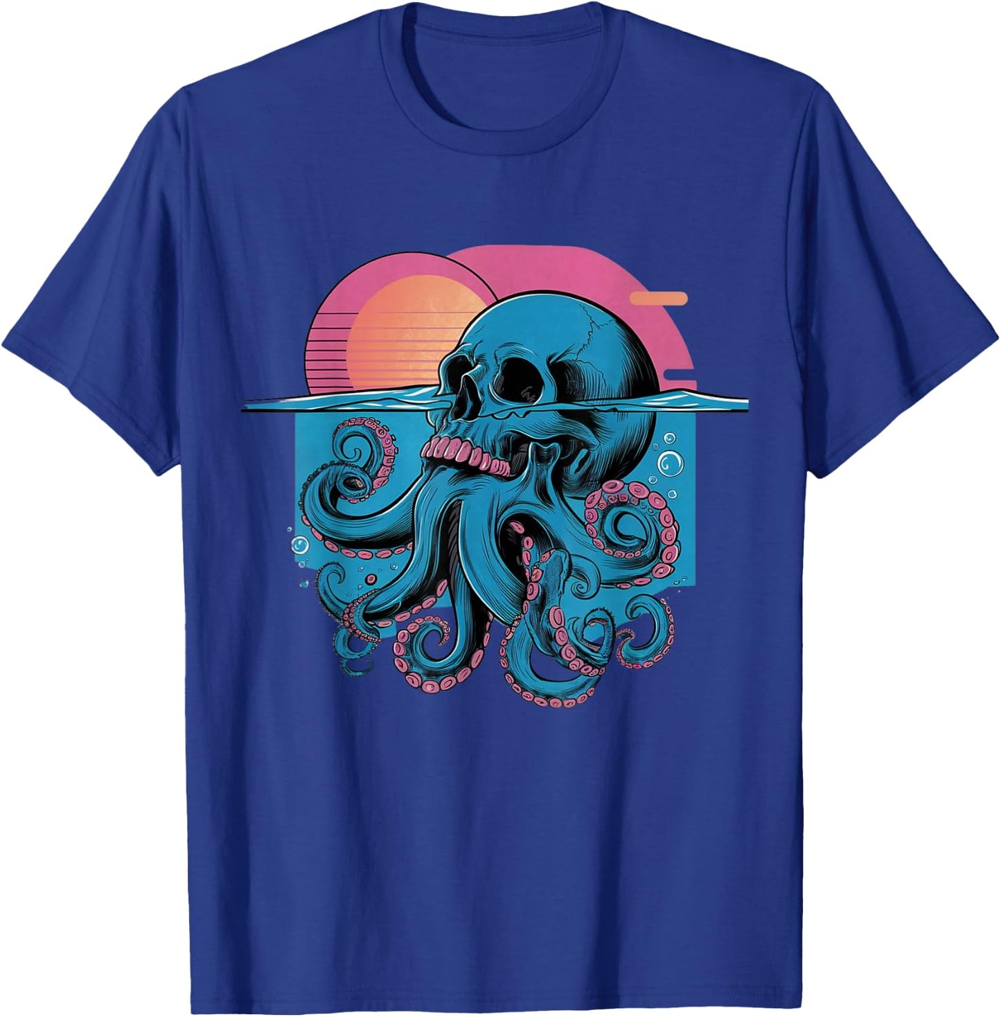 Octopus Skull Halloween Skeleton Graphic Men Women Kids T-Shirt - T-Shirt | Royal