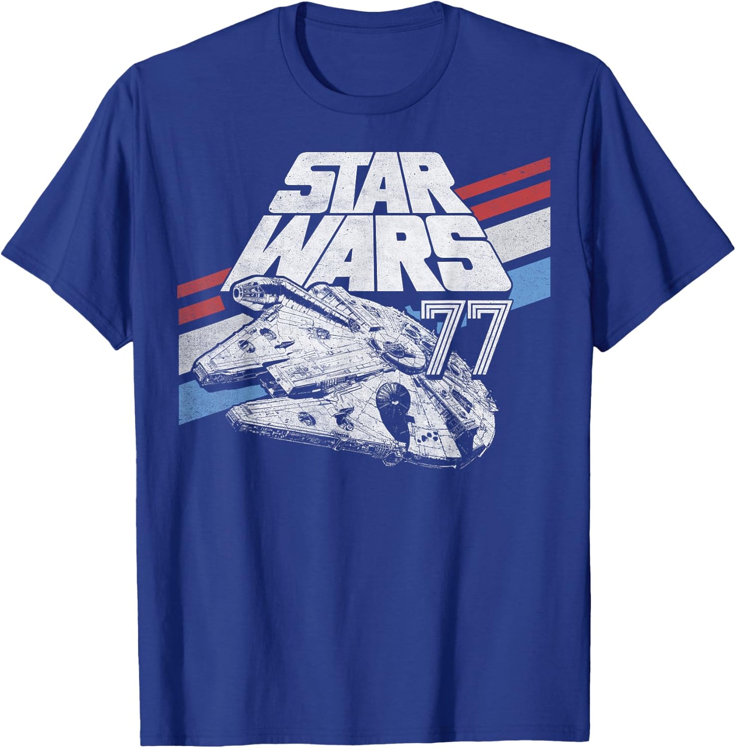 Star Wars 77 Millennium Falcon Classic A New Hope Logo T-Shirt - T-Shirt | Royal