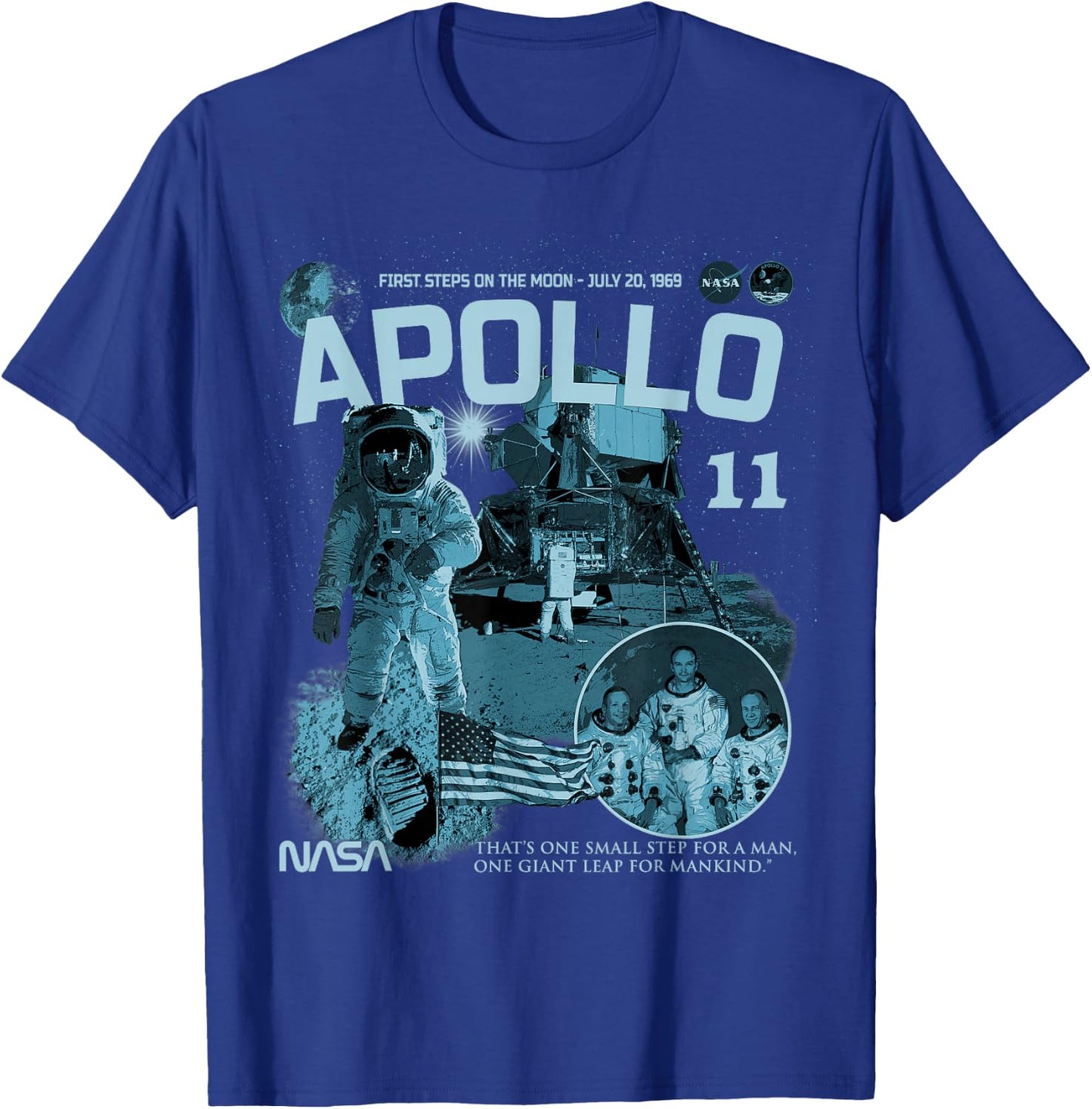 NASA Apollo 11 Mission July 20, 1969 T-Shirt - T-Shirt | Royal