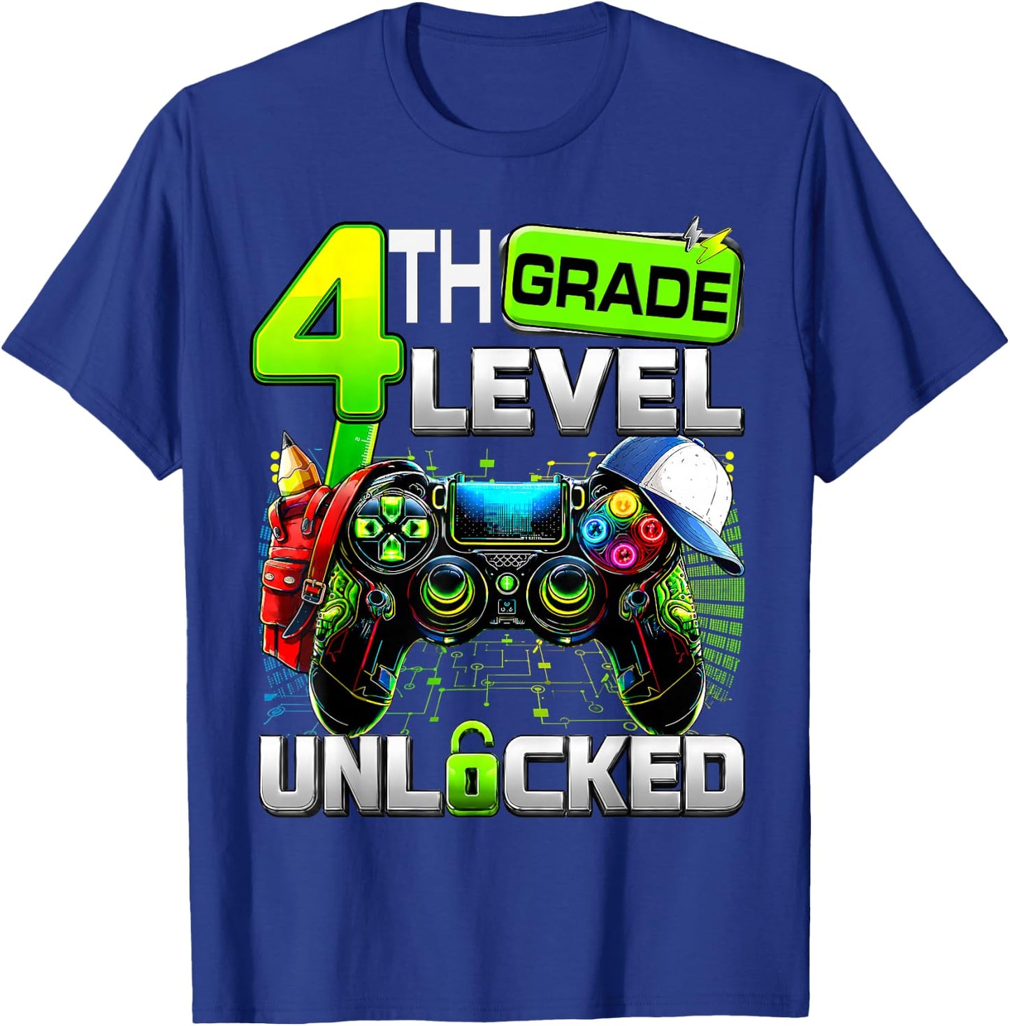 Controller 4th Grade Fourth Level Unlocked First Day Boys T-Shirt - T-Shirt | Royal