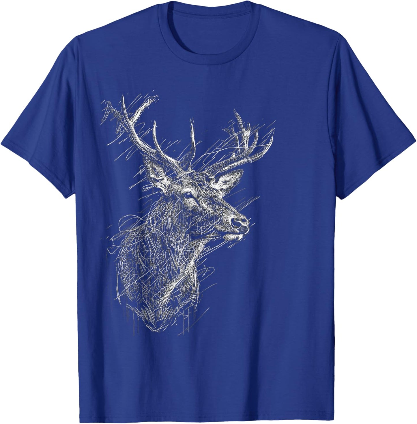 Deer Drawing Animal Zoo Illustration Deer , Black, S T-Shirt - T-Shirt | Royal