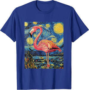 Cute Flamingo - Van Gogh Style - Starry Night T-Shirt - T-Shirt | Royal