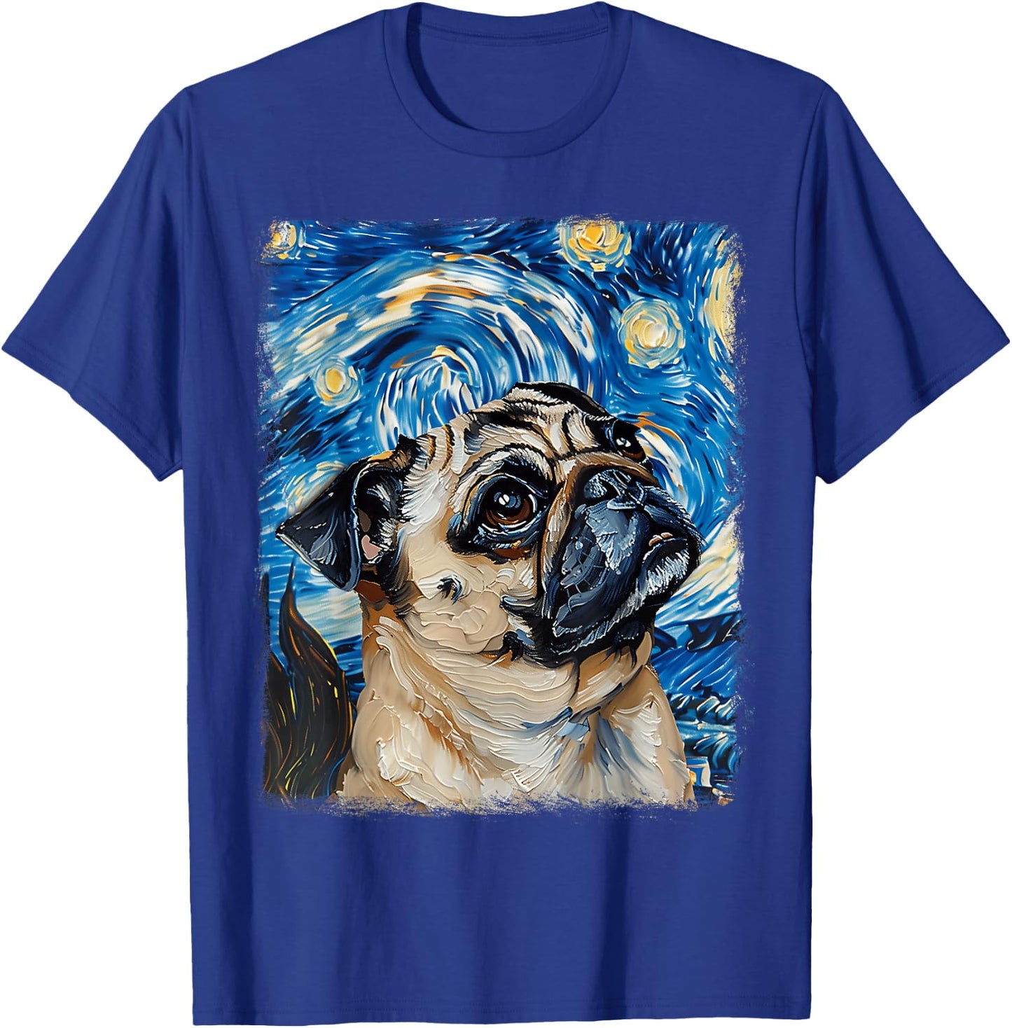 Pug Dog Starry Night Painting T-Shirt - T-Shirt | Royal