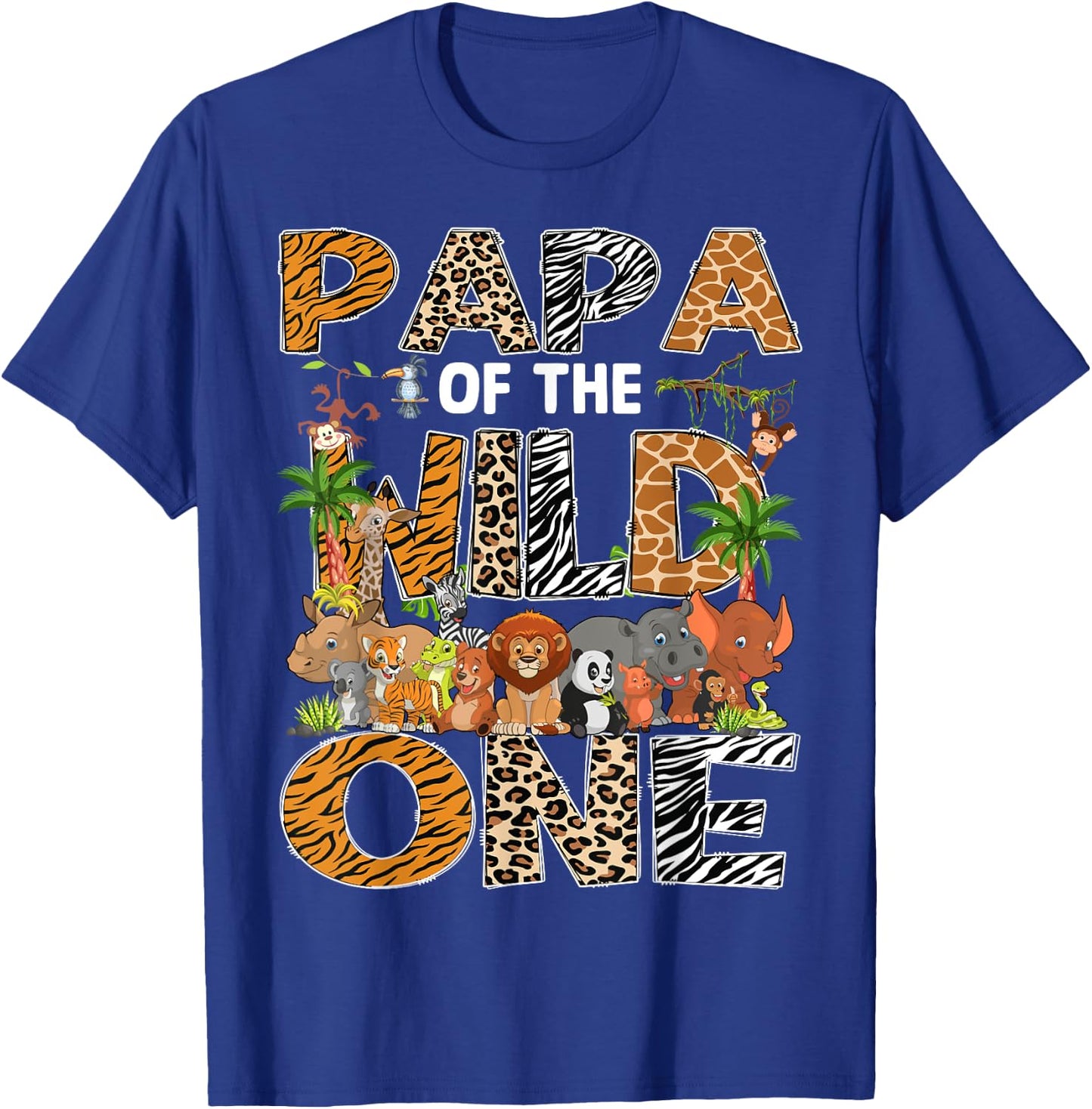 Papa Of The Wild One Safari Zoo Animal 1St Birthday T-Shirt - T-Shirt | Royal