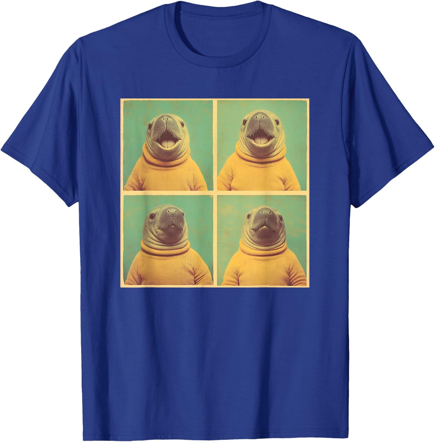 Awkward Sea Animal Photoshoot Funny Manatee T-Shirt - T-Shirt | Royal