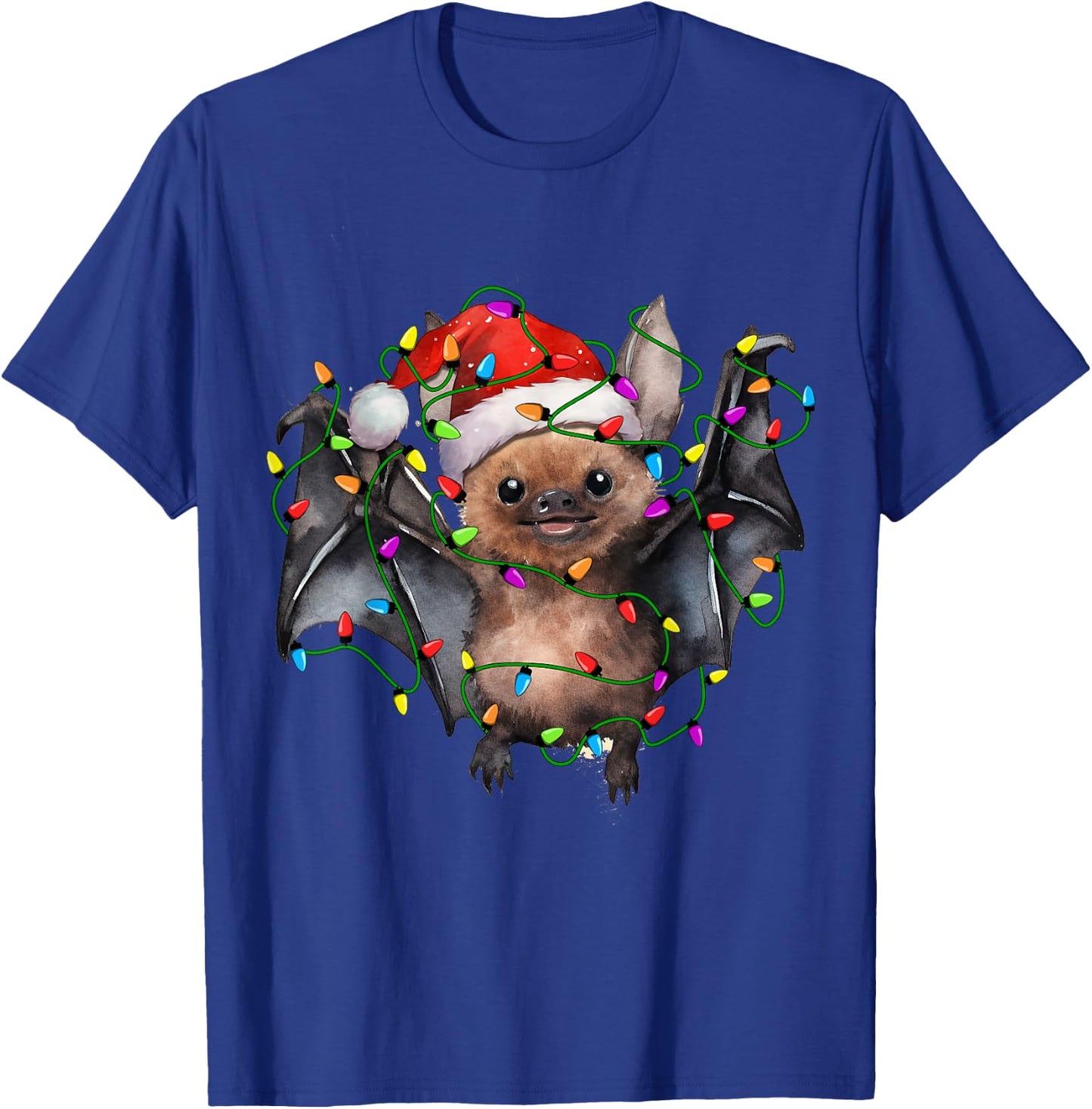 Bat Santa Christmas Tree Lighting Xmas Funny T-Shirt - T-Shirt | Royal