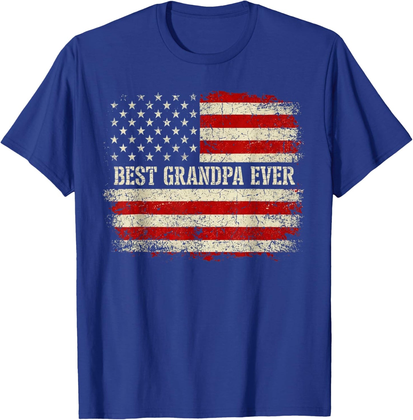 Best Grandpa Ever with US American Flag Fathers Day Grandpa T-Shirt - T-Shirt | Royal