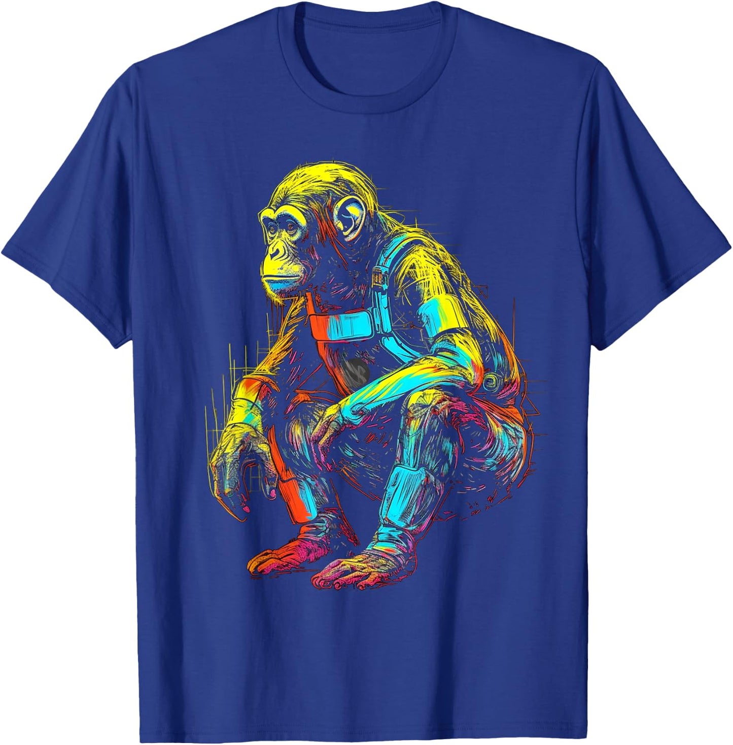Monkey Fanatsy Chimpanzee Colourful Art Animal Motif Monkey T-Shirt - T-Shirt | Royal