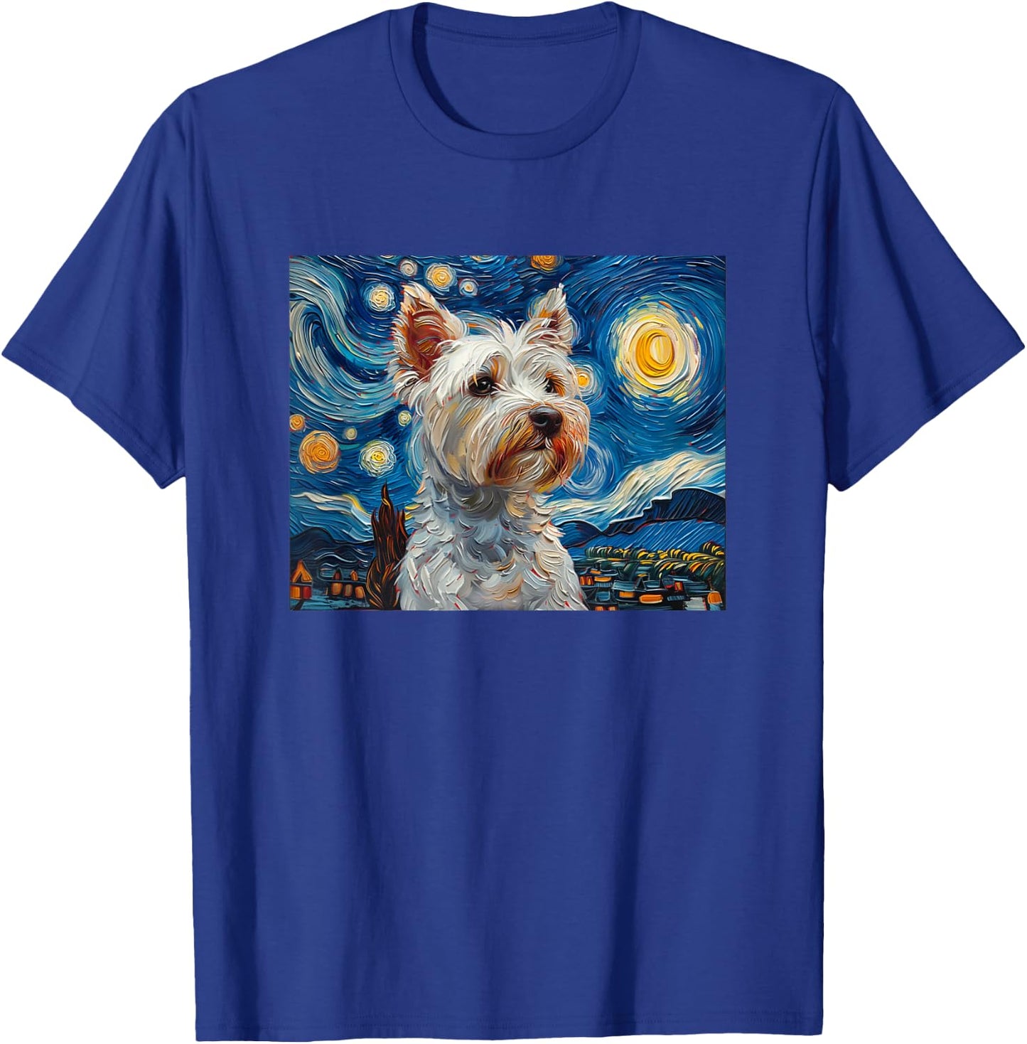Cute Kids Mom Art Starry Nights Westie Dog Lover T-Shirt - T-Shirt | Royal
