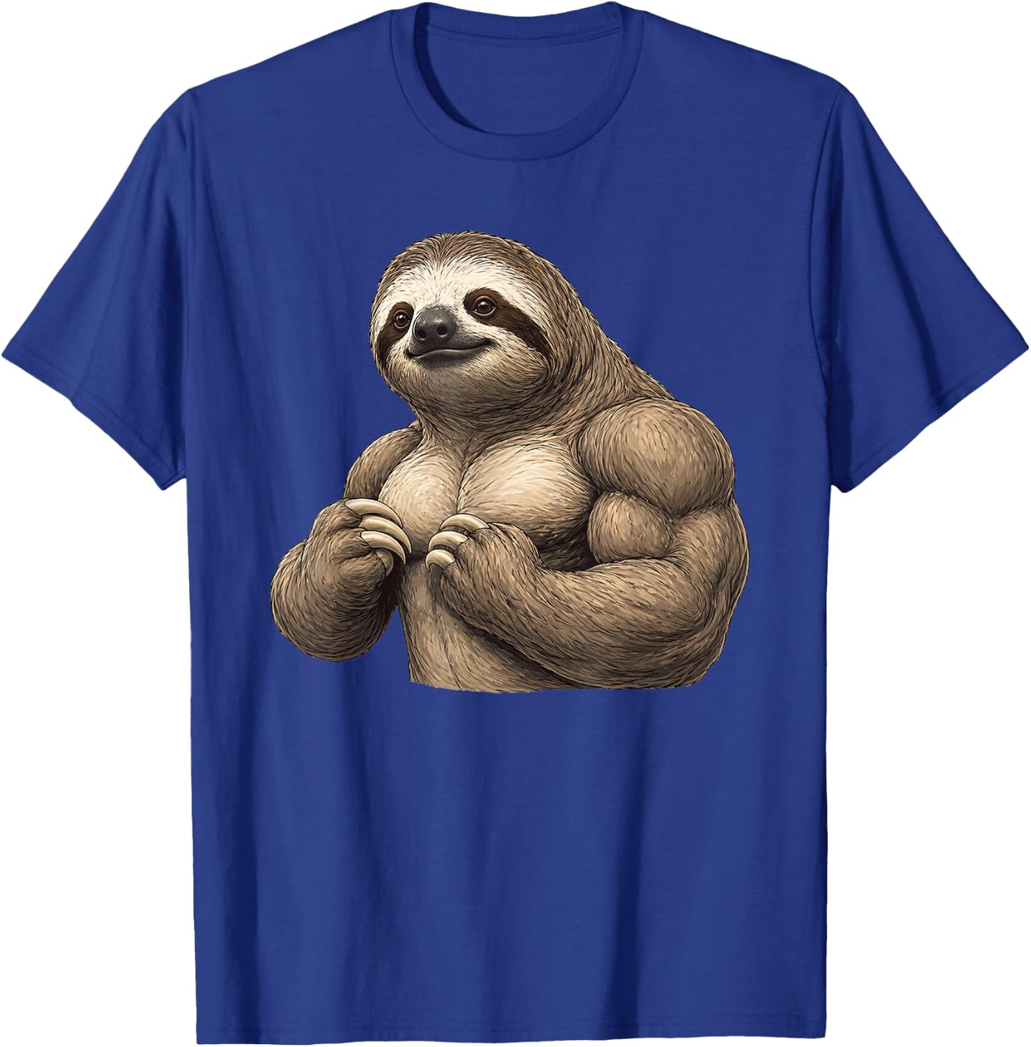 Muscular Sloth Powerlifting Weightlifting Gym Workout T-Shirt - T-Shirt | Royal