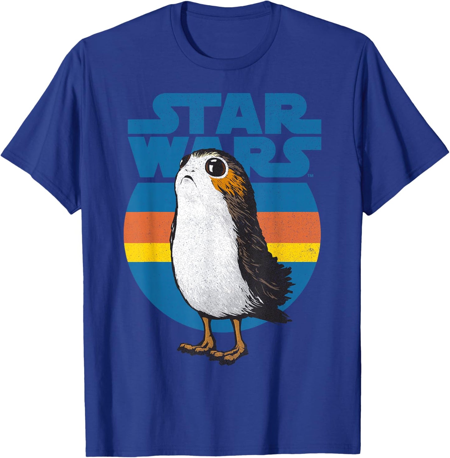 Star Wars Last Jedi Porg Retro Stripes Logo Graphic T-Shirt - T-Shirt | Royal