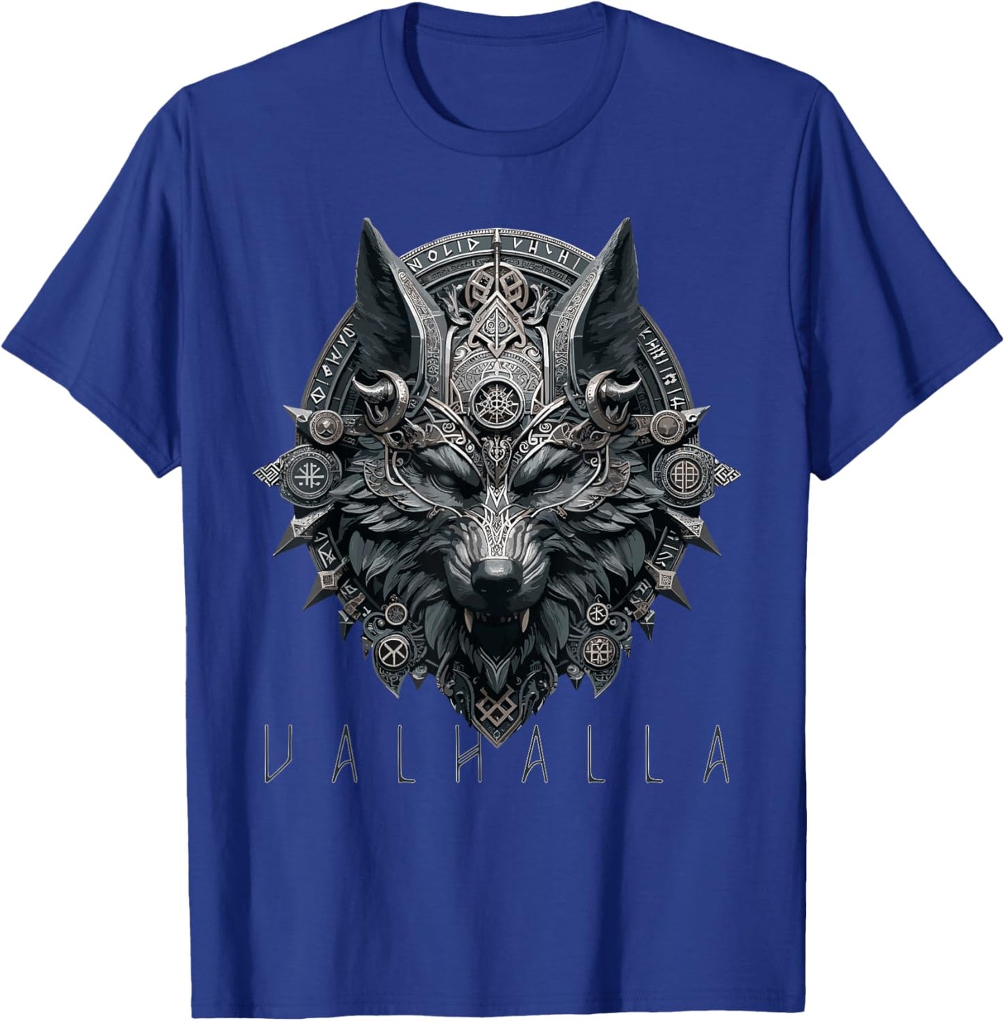 Valhalla Odin Runes Norse Wolf Mask Viking Compass Man Woman T-Shirt - T-Shirt | Royal
