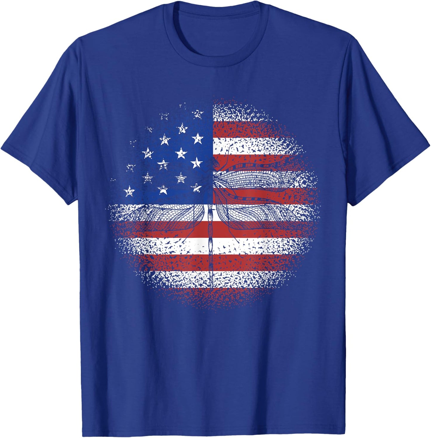 Dragonfly American Flag USA Patriotic 4th Of July Women Kids Men T-Shirt - T-Shirt | Royal
