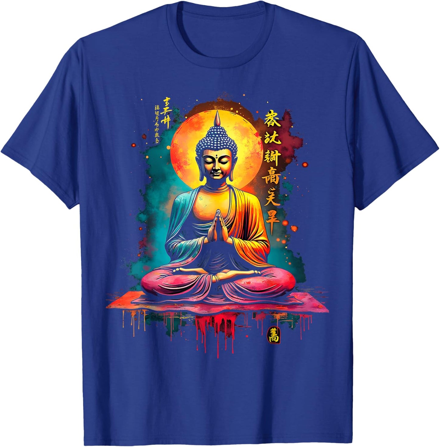 Bright Buddha and Moon , Black, S T-Shirt - T-Shirt | Royal
