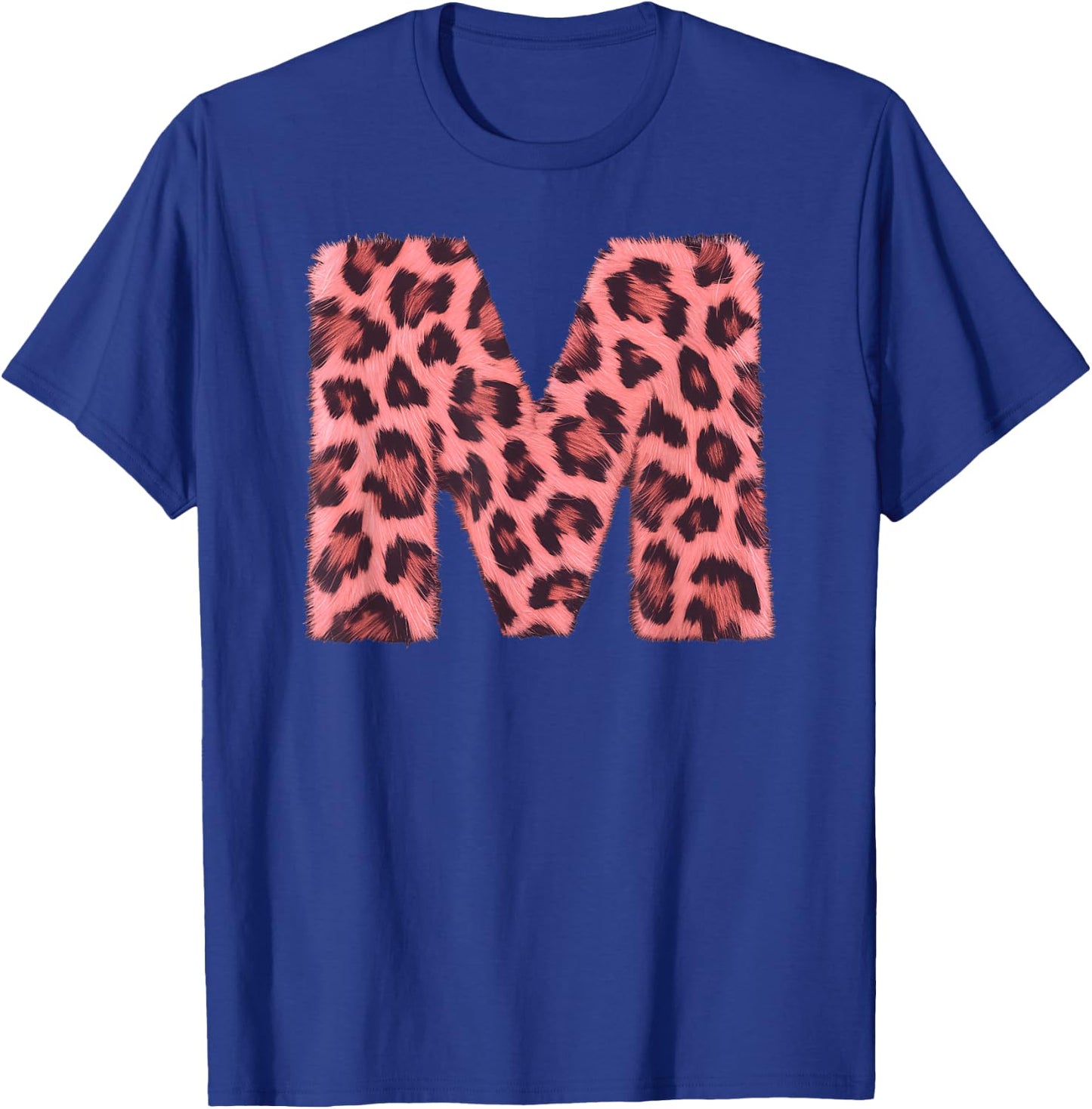Letter M Cheetah Leopard Print Pink Initial Zebra Matching T-Shirt - T-Shirt | Royal