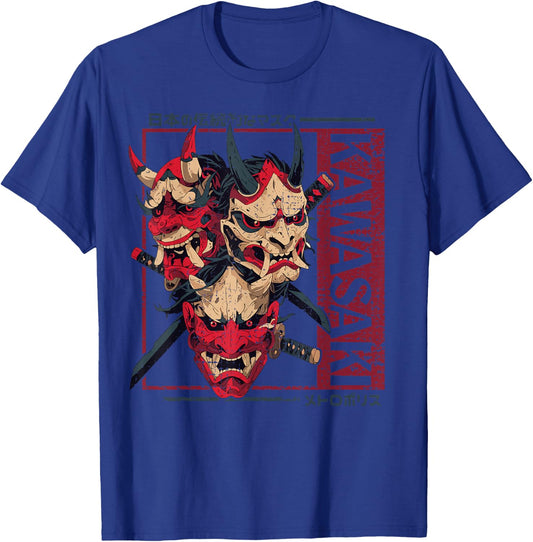 Kawasaki City Retro Japanese Noh Masks 80s Kawasaki , Black, S T-Shirt - T-Shirt | Royal
