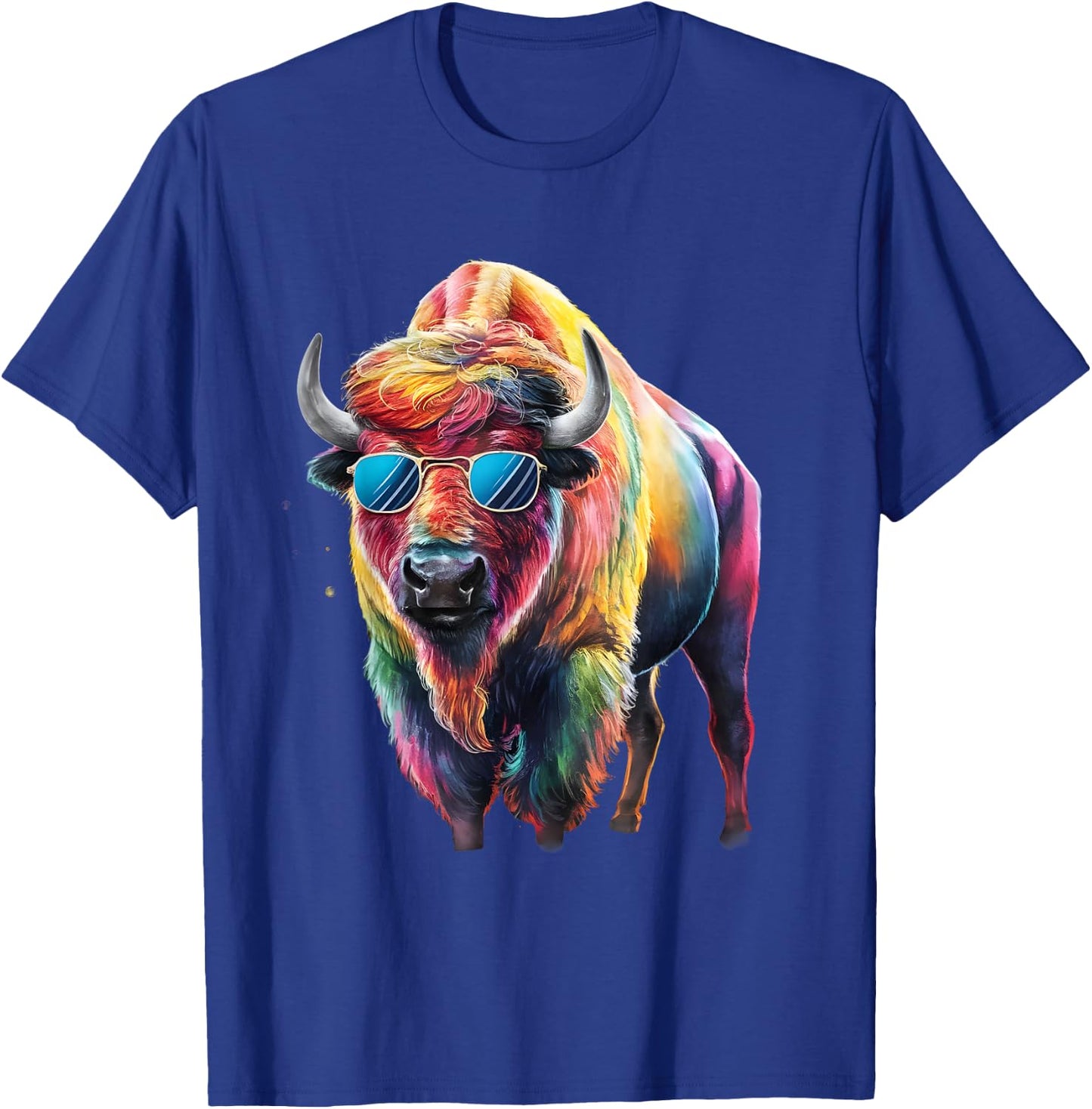 Bison Men Woman Colorful Watercolor Bison T-Shirt - T-Shirt | Royal