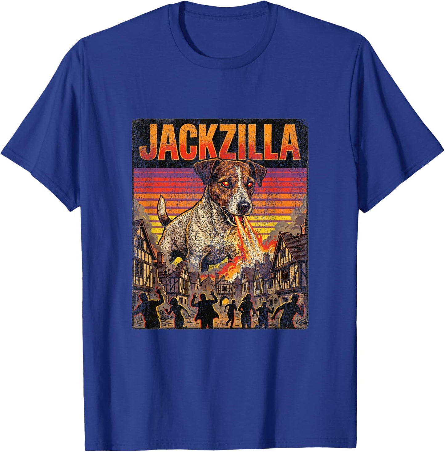 Jackzilla Jack Russell Terrier Dog - JRT Dogzilla Monster T-Shirt - T-Shirt | Royal