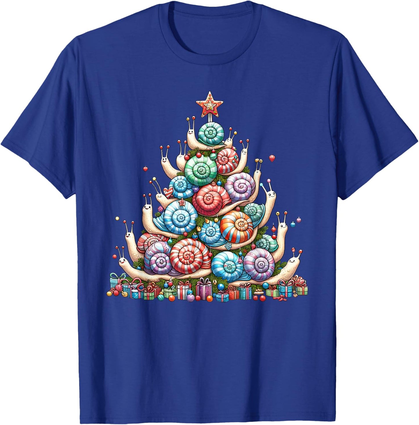 Cute Snail Christmas Tree Kids Funny T-Shirt - T-Shirt | Royal