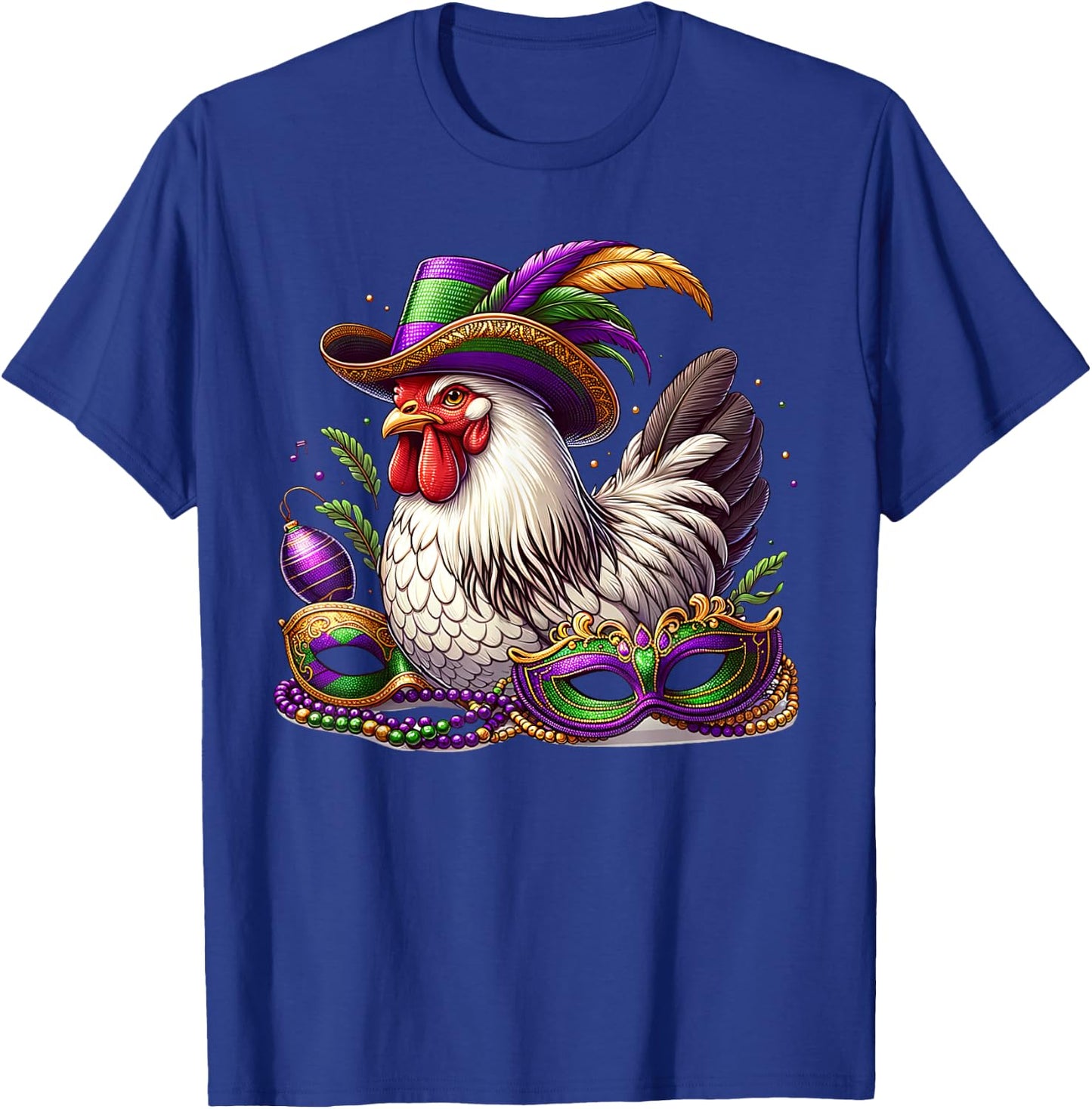 Mardi Gras Chicken Funny Outfit Farming Men Women Kids T-Shirt - T-Shirt | Royal