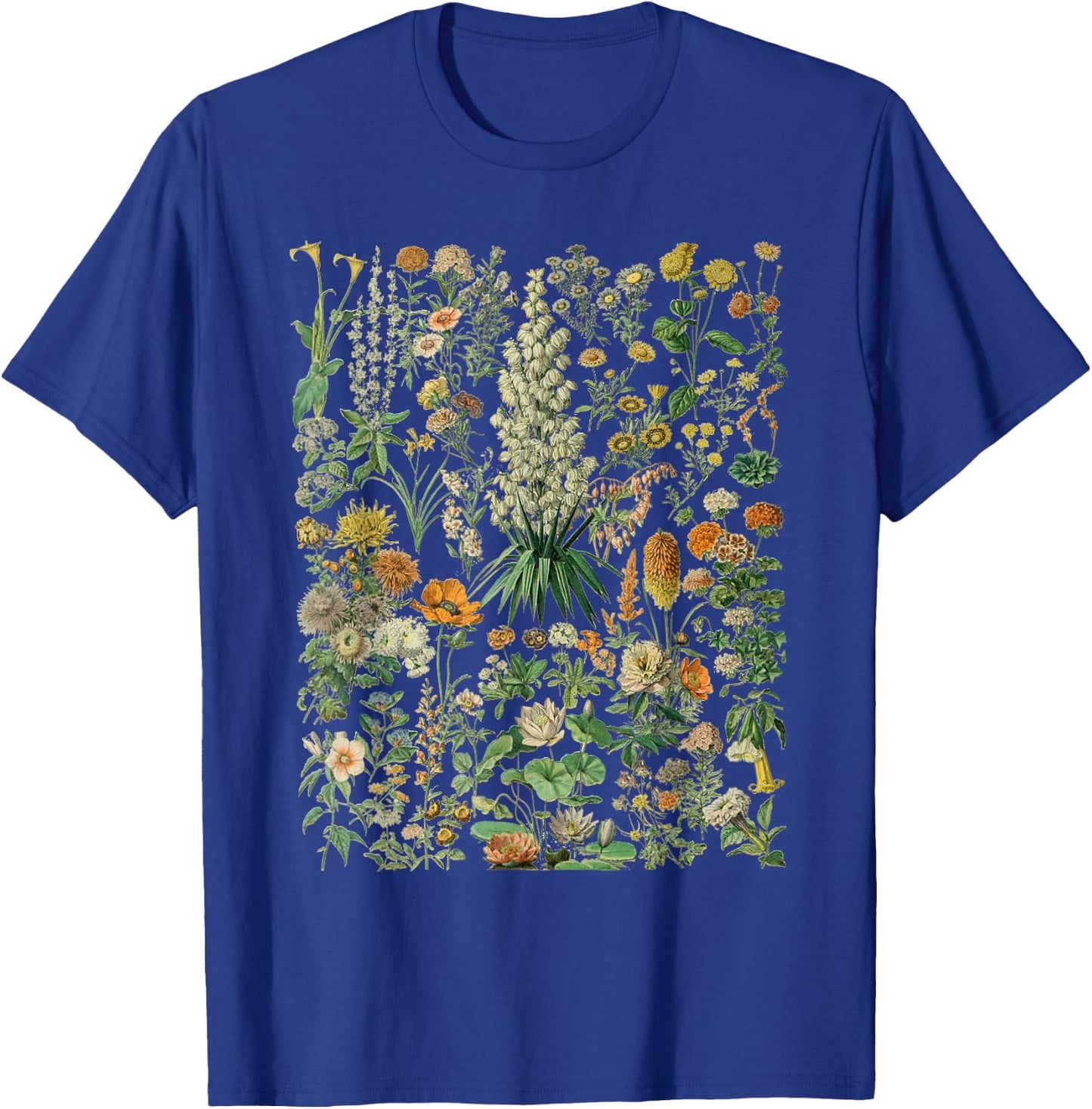 Vintage Inspired Flower Botanical Chart T-Shirt - T-Shirt | Royal