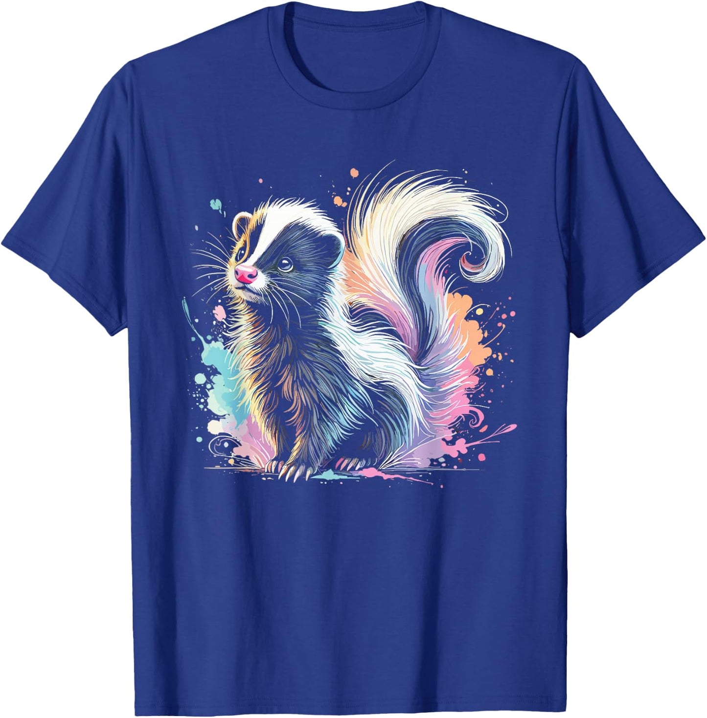 Skunk Artwork Animal Illustration Cute Colorful Skunk T-Shirt - T-Shirt | Royal