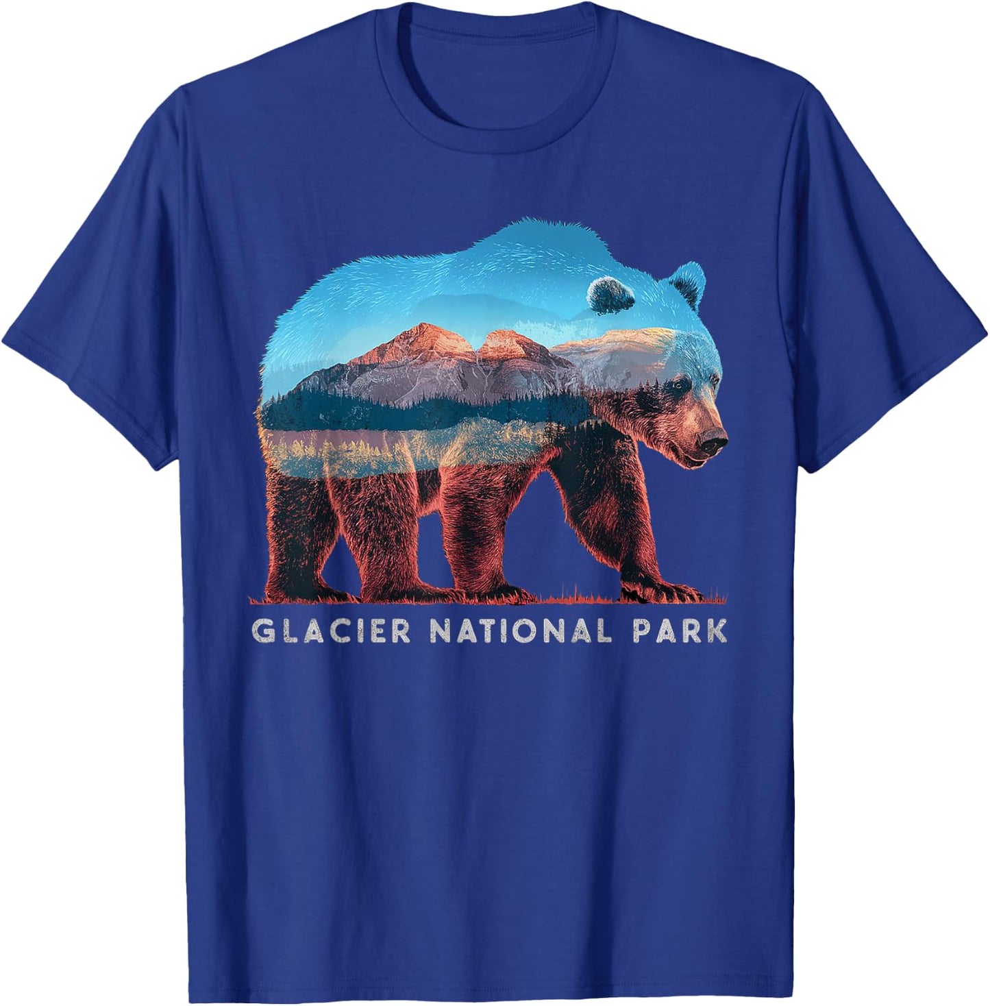 Retro Distressed Glacier Bear Glacier National Park Souvenir T-Shirt - T-Shirt | Royal