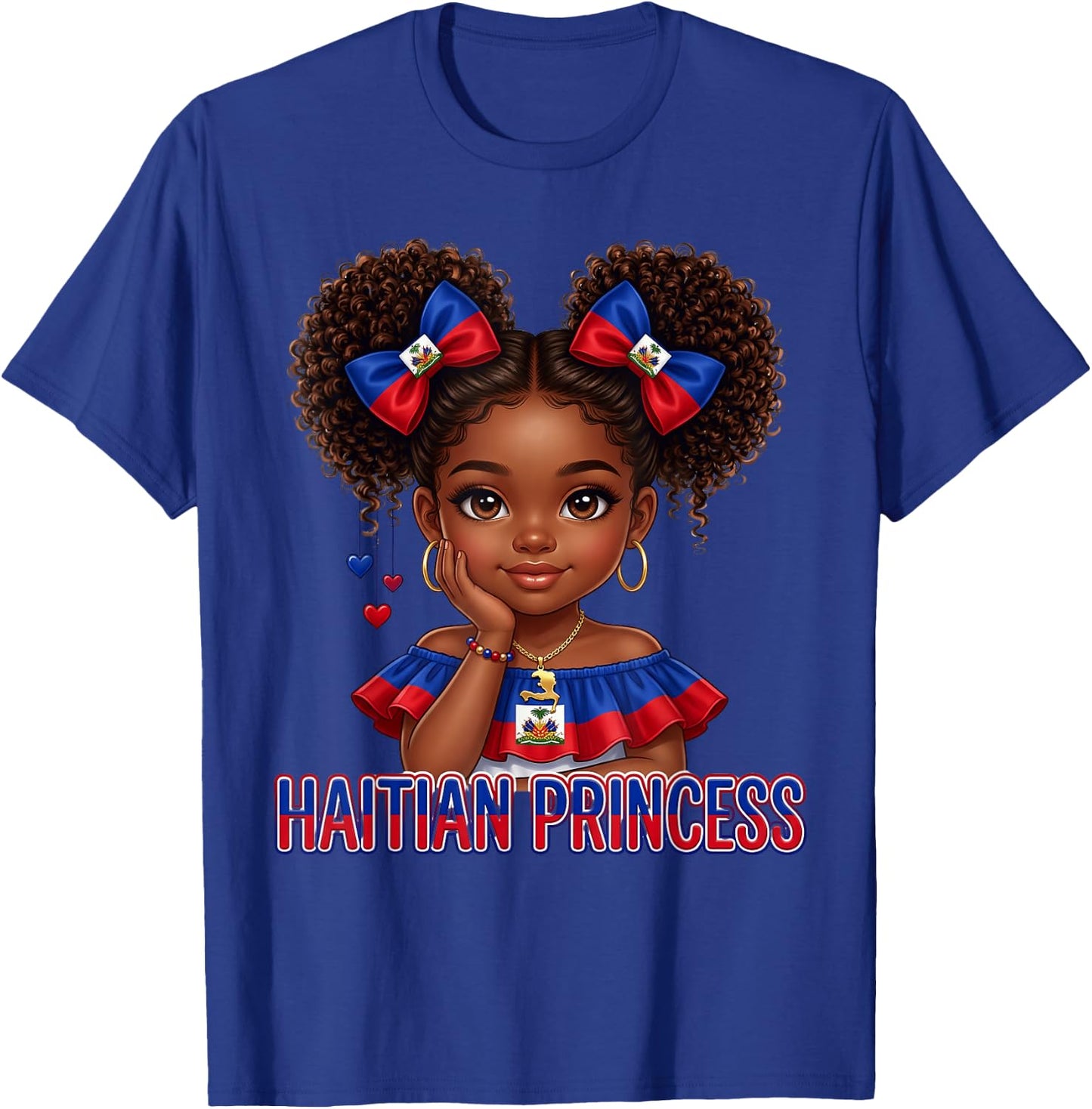Haitian Princess Melanin Haiti Flag for Black Kids Girls T-Shirt - T-Shirt | Royal