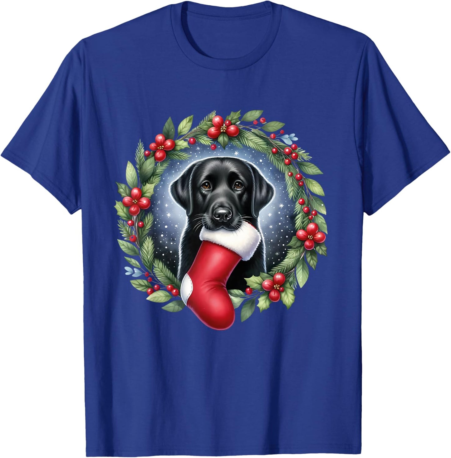 Dog Black Labrador Retriever Christmas T-Shirt - T-Shirt | Royal
