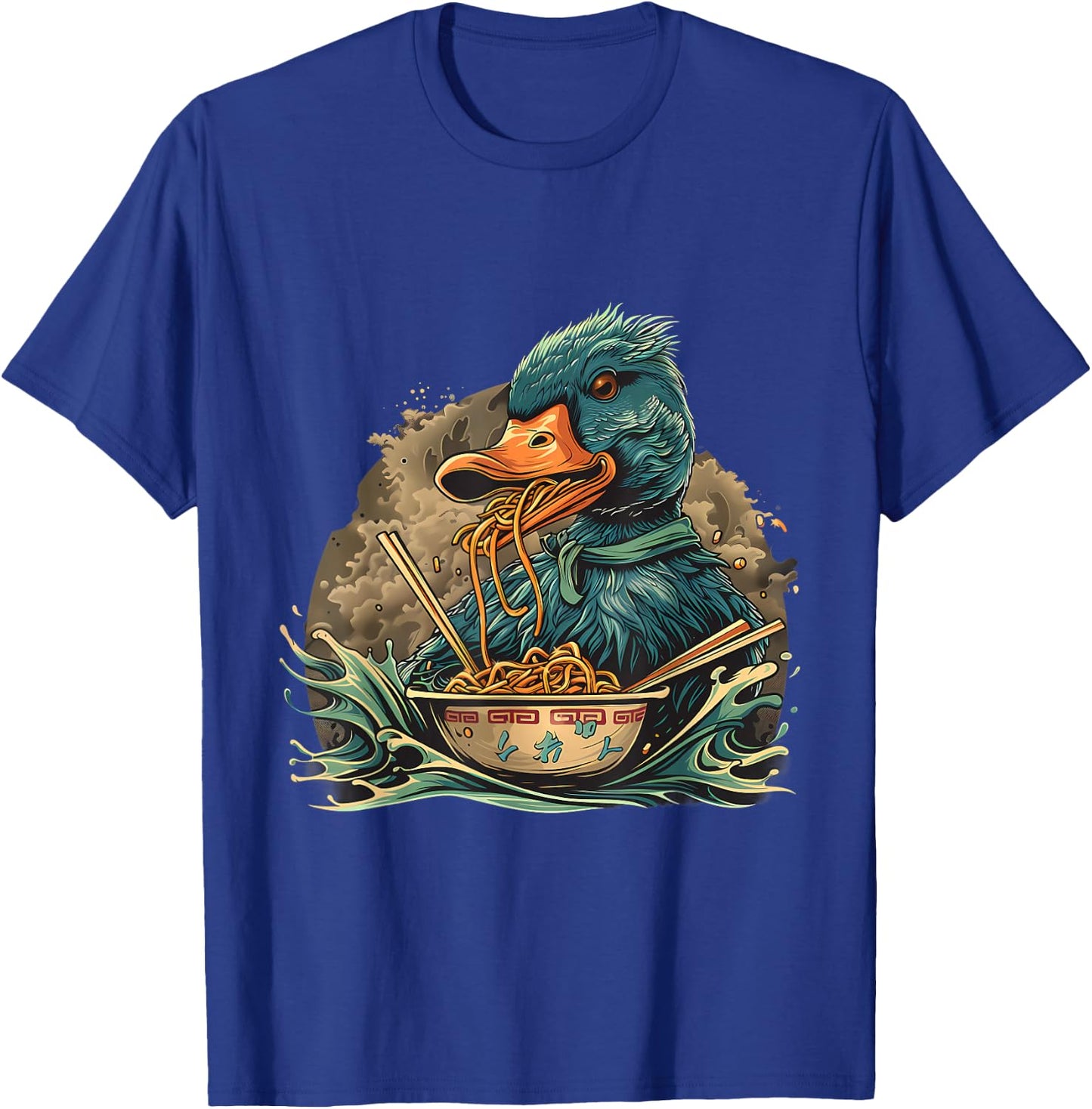 Duck Eating Ramen Noodles Duck Ramen Bowl Japanese Noodles T-Shirt - T-Shirt | Royal