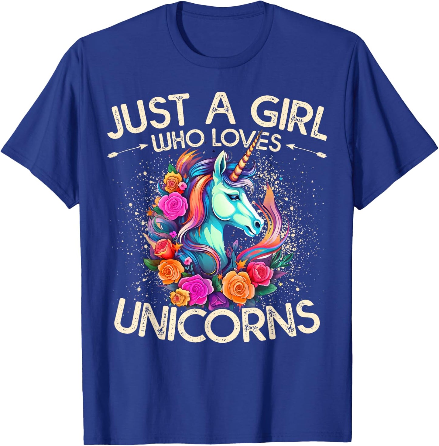 Floral Unicorn Just A Girl Who Loves Unicorns T-Shirt - T-Shirt | Royal