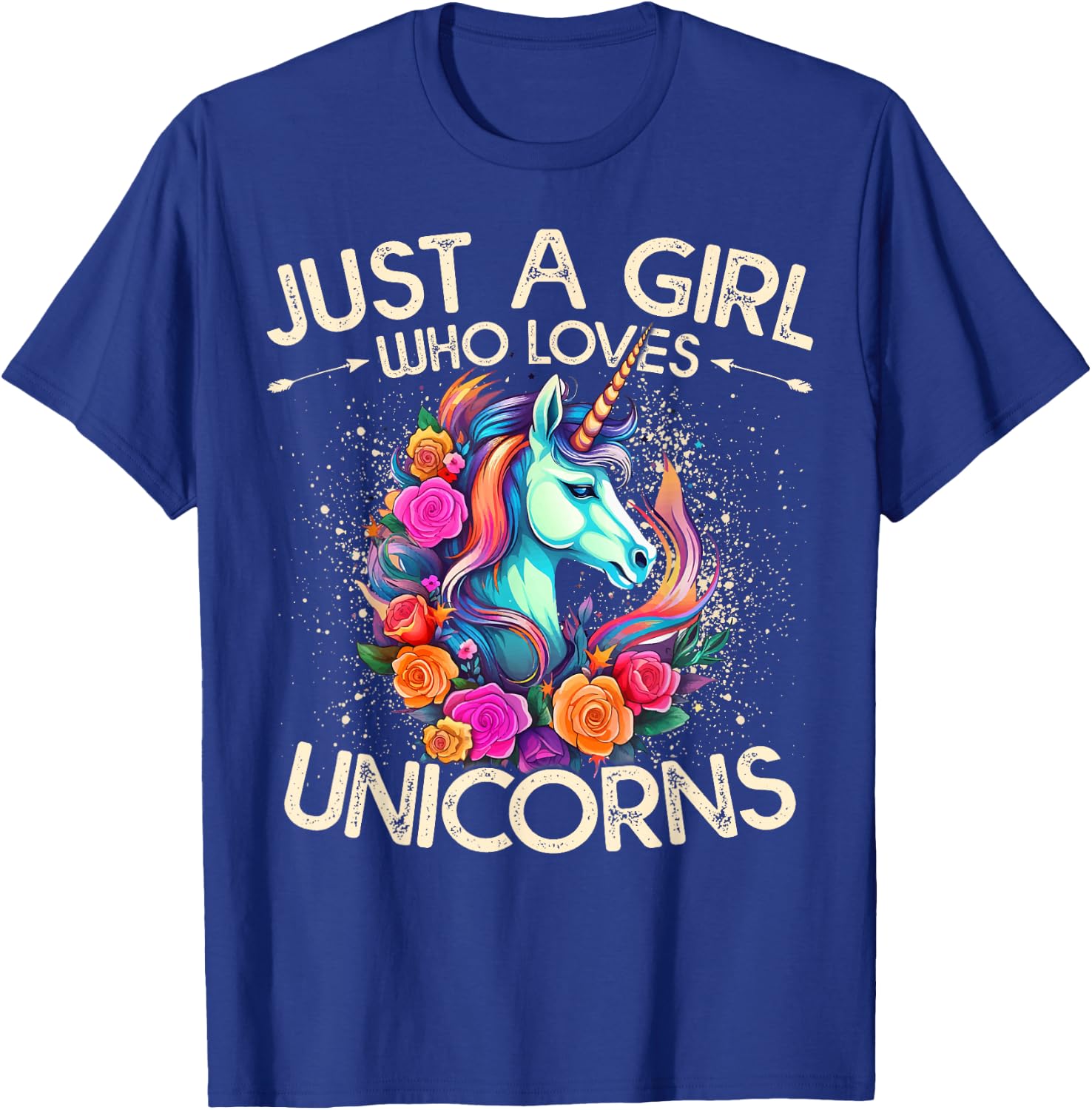 Floral Unicorn Just A Girl Who Loves Unicorns T-Shirt - T-Shirt | Royal