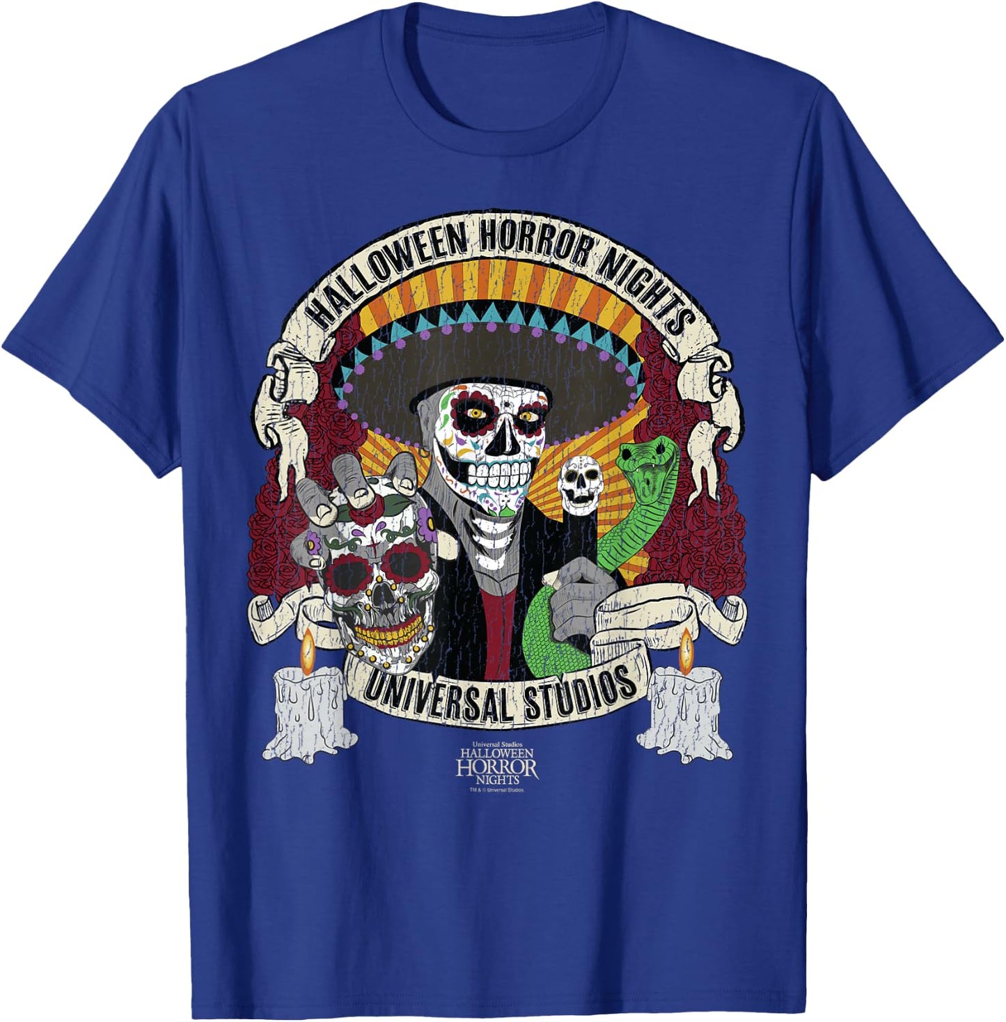 Halloween Horror Nights HHN Dia De Los Muertos T-Shirt - T-Shirt | Royal