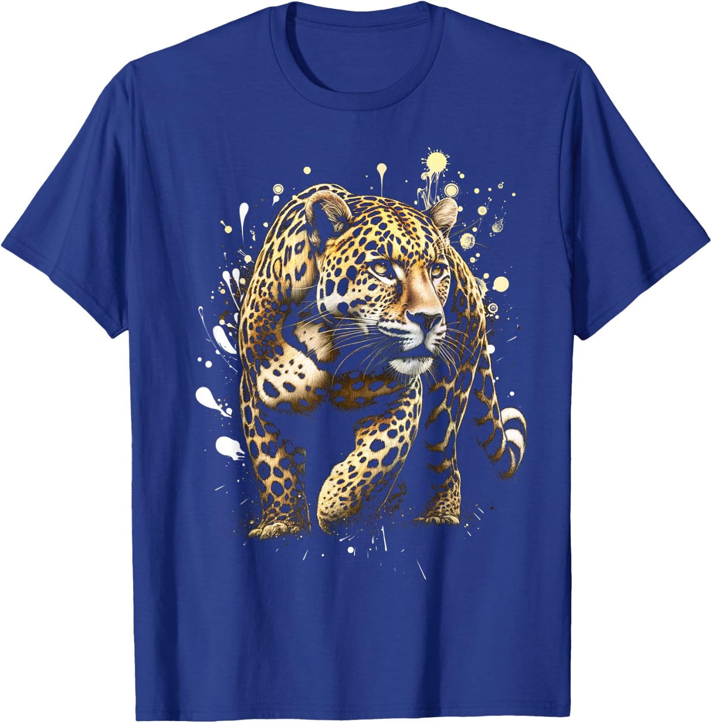 Cool Leopard with Ornate Paint Splashes T-Shirt - T-Shirt | Royal
