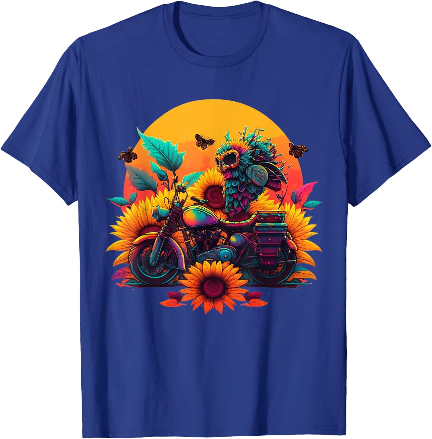 Bee Sunflower Motorcycle T-Shirt - T-Shirt | Royal