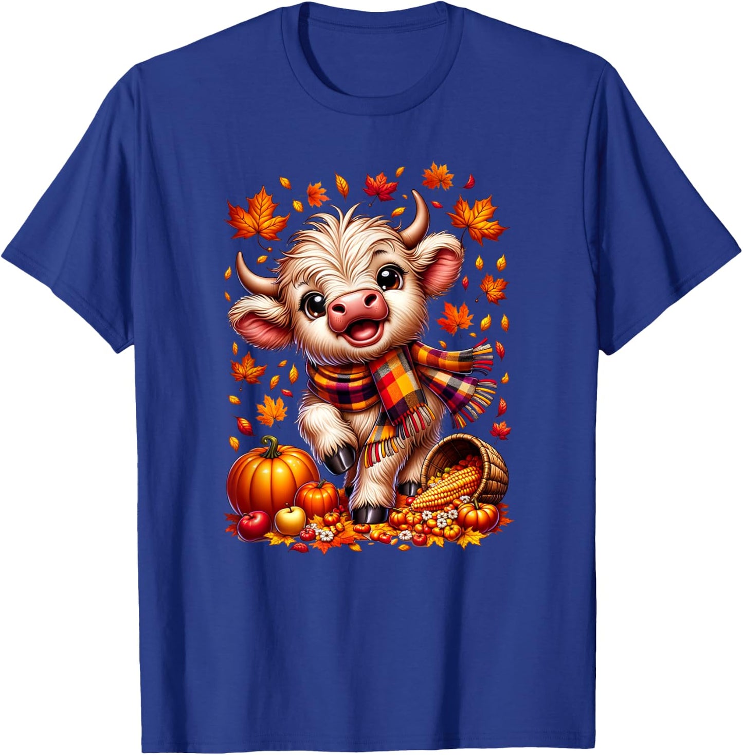 Cute Scottish Highland Baby Cow Calf Fall and Kids T-Shirt - T-Shirt | Royal