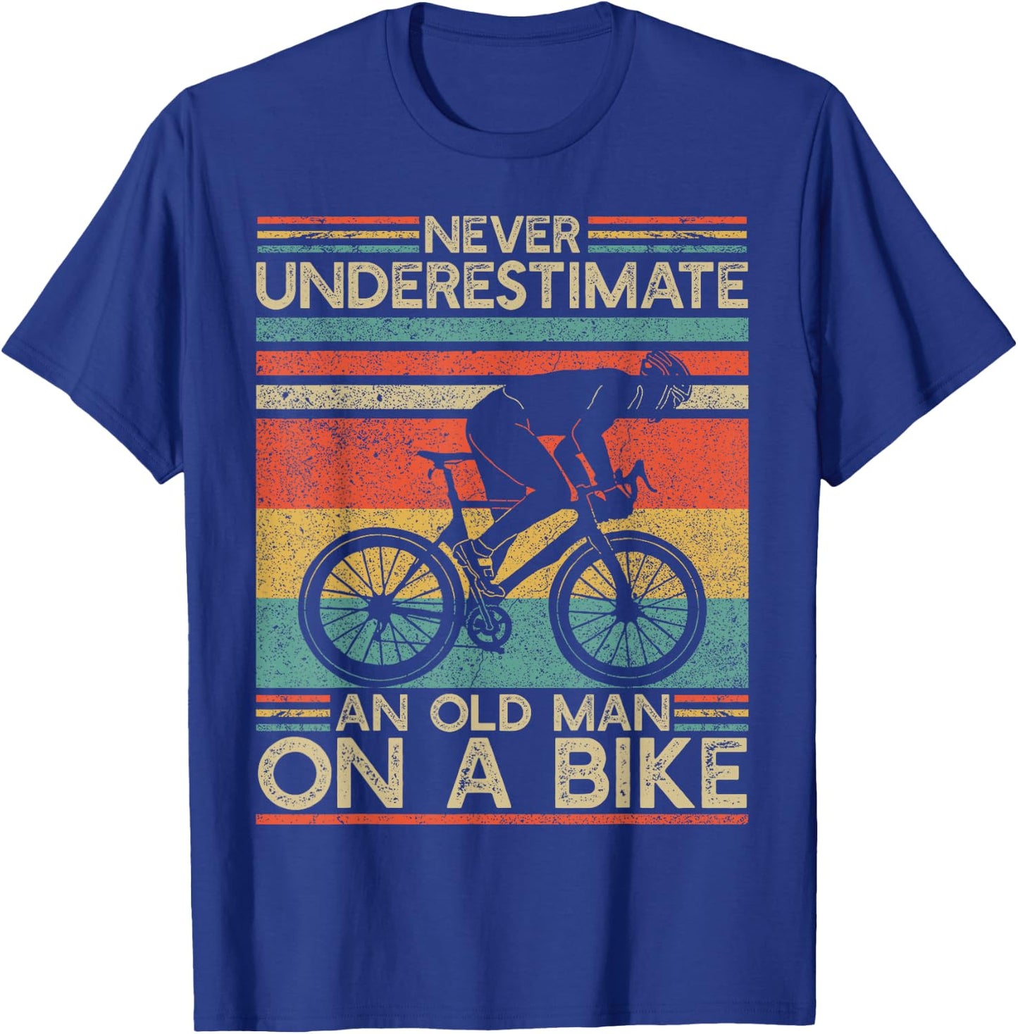 Never Underestimate A Old Man On A Bike T-Shirt - T-Shirt | Royal