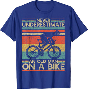 Never Underestimate A Old Man On A Bike T-Shirt - T-Shirt | Royal