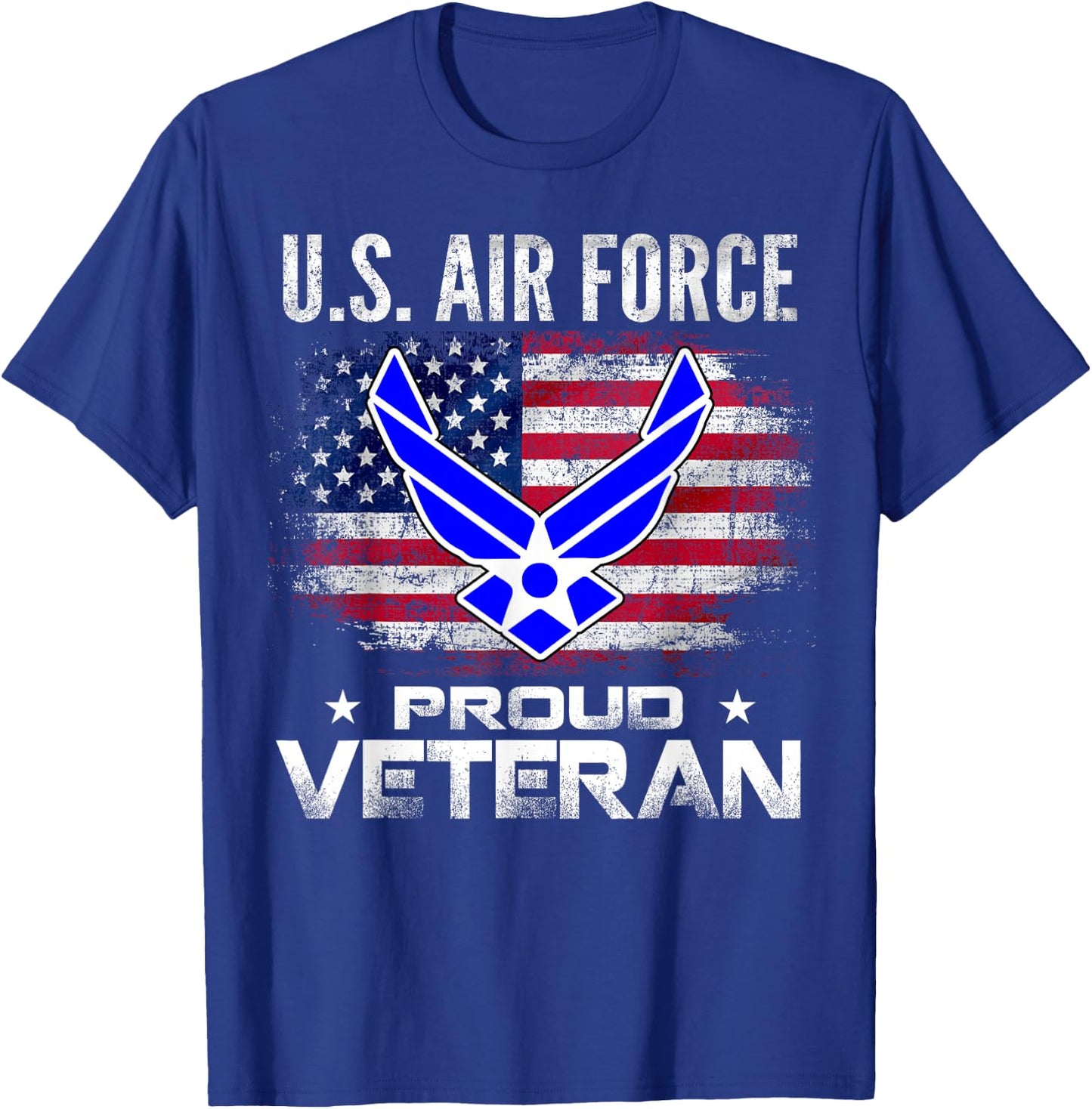 U.S Air Force Proud Veteran with American Flag Gift Veteran T-Shirt - T-Shirt | Royal