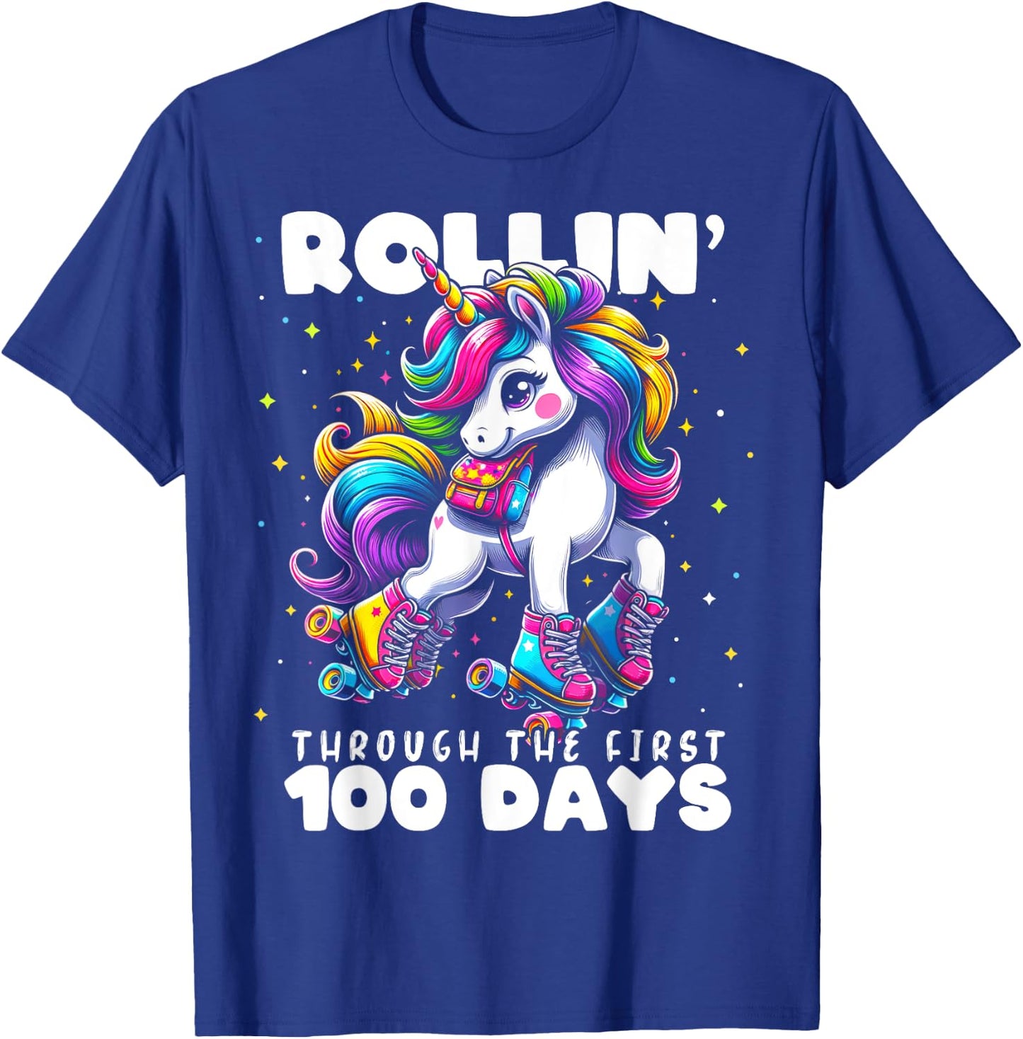 100 Days of School Girls Teacher 100th Day Unicorn Outfit T-Shirt - T-Shirt | Royal