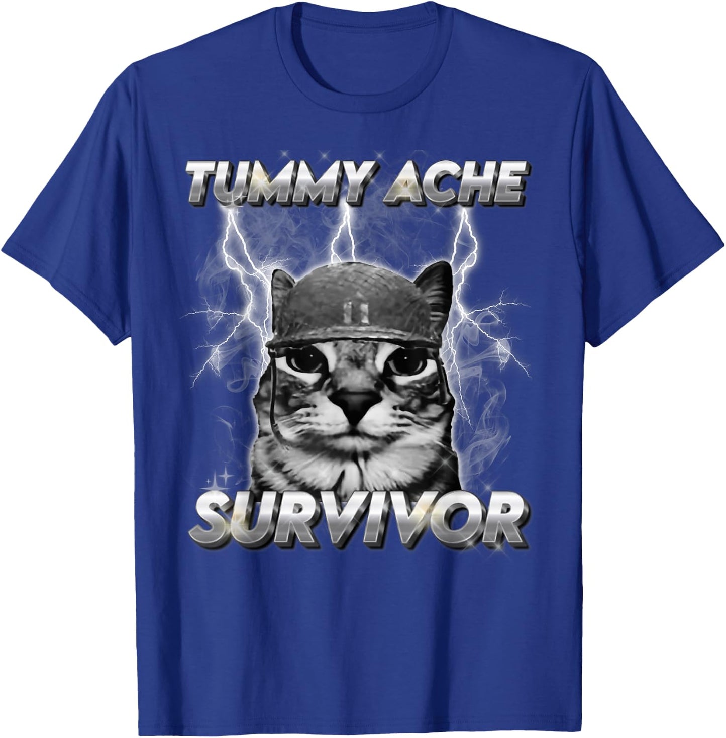 Lustiges Katzen-Meme Ich Habe die heutigen Bauchschmerzen überlebt T-Shirt - T-Shirt | Royal