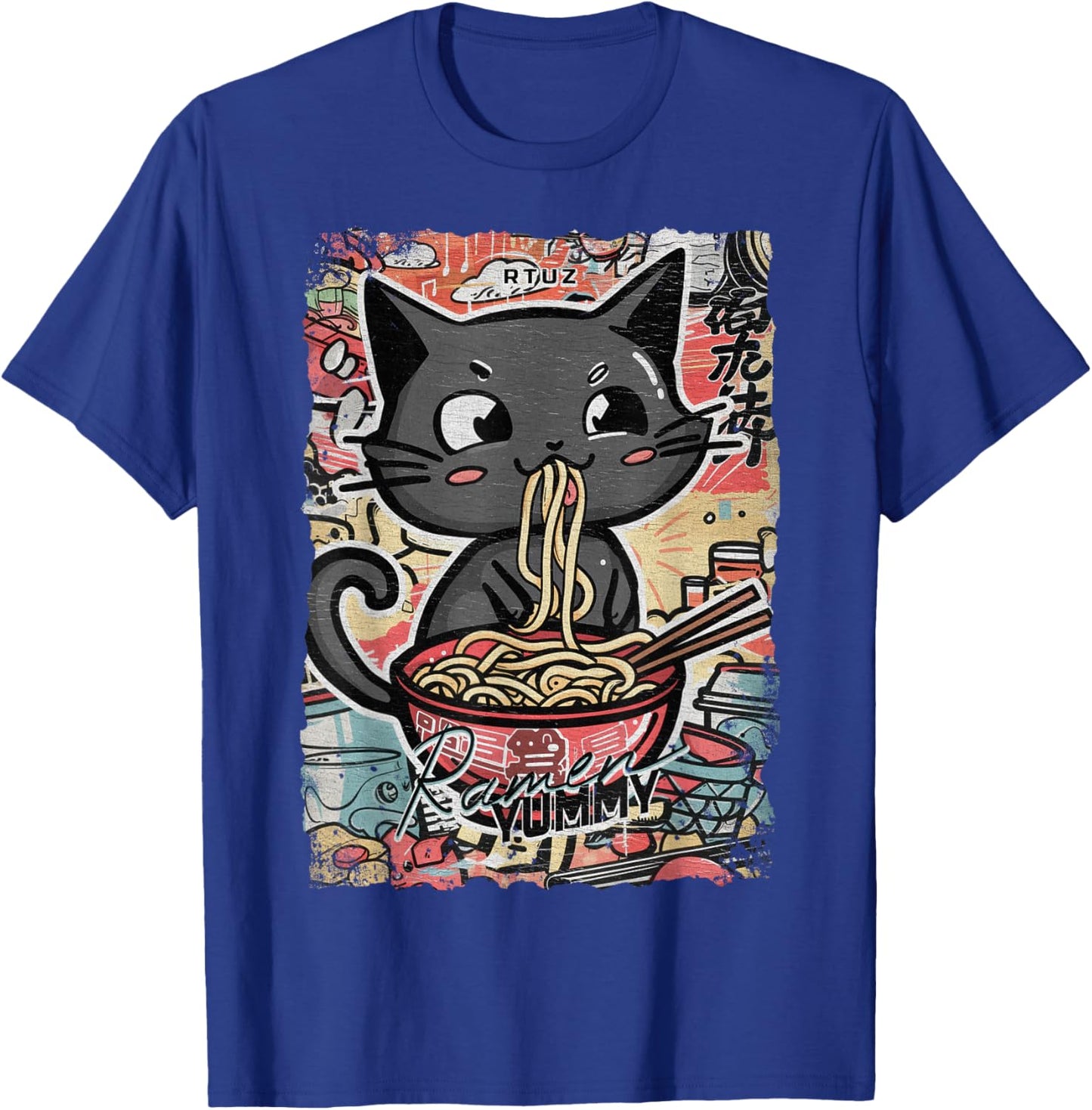 Cat Ramen Noodle Japanese Anime Manga Ramen Kawaii Cat , black T-Shirt - T-Shirt | Royal